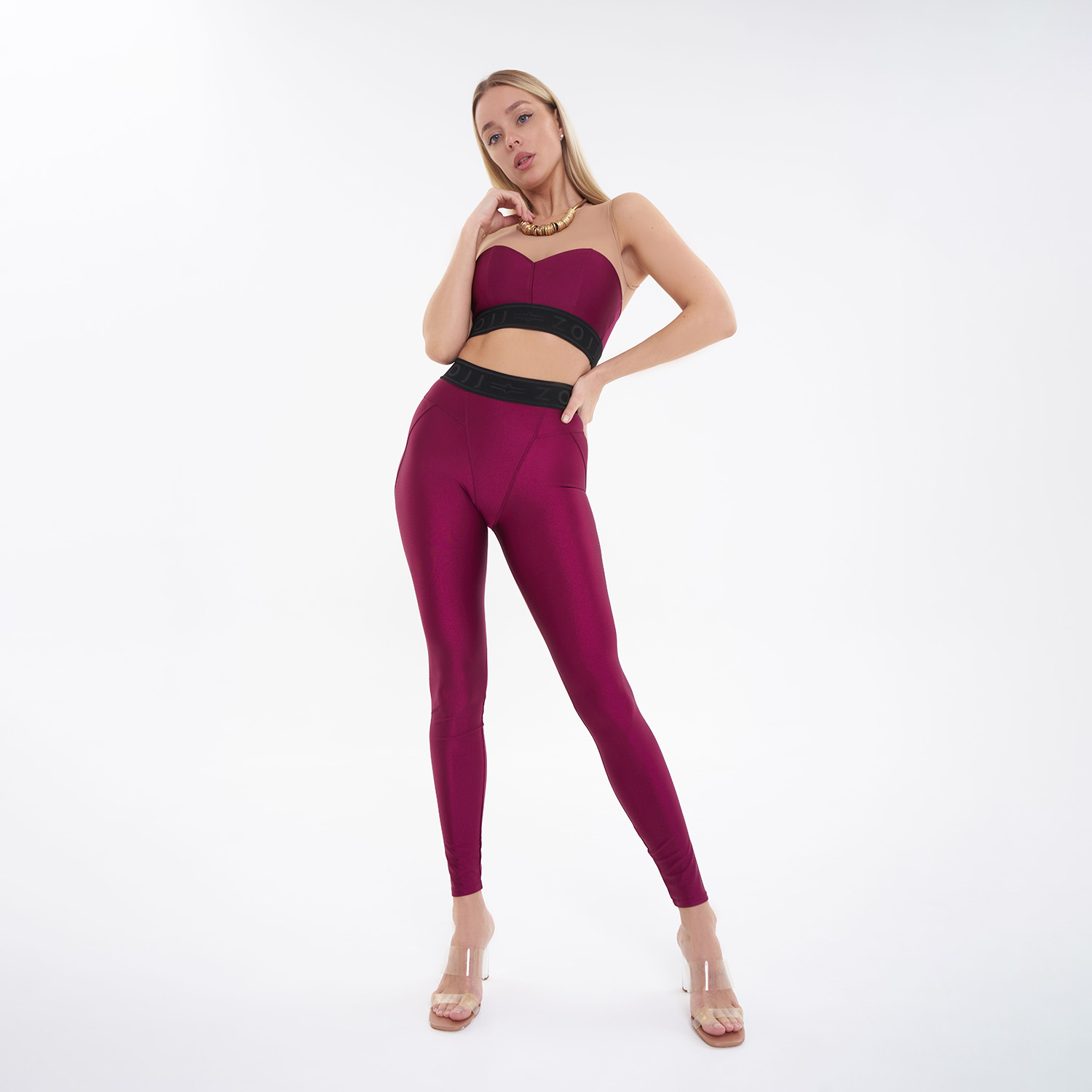ZOJJ. Леггинсы c push up строчкой Wine