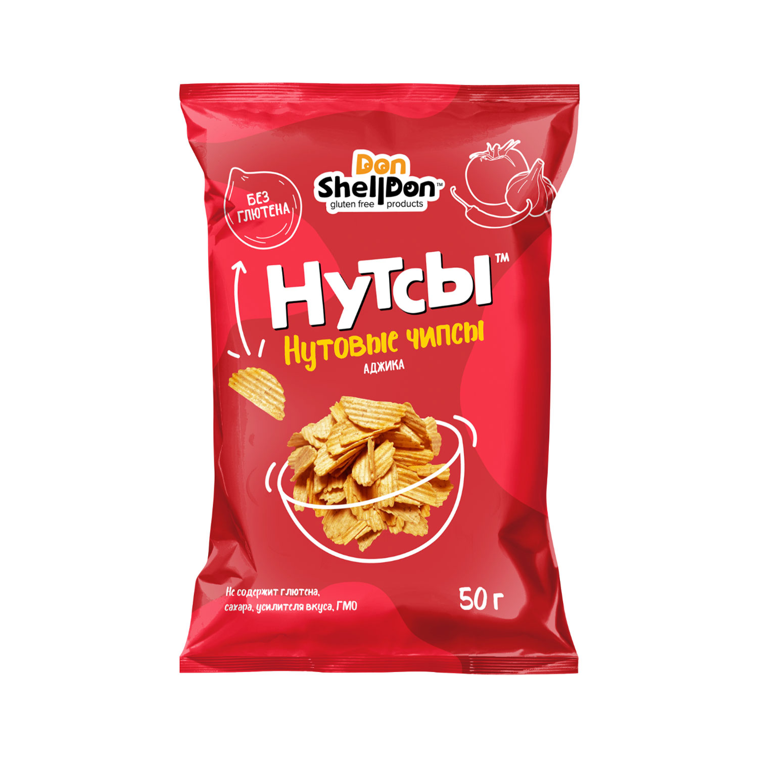 Безглютеновые чипсы "НУТСЫ" со вкусом Аджики