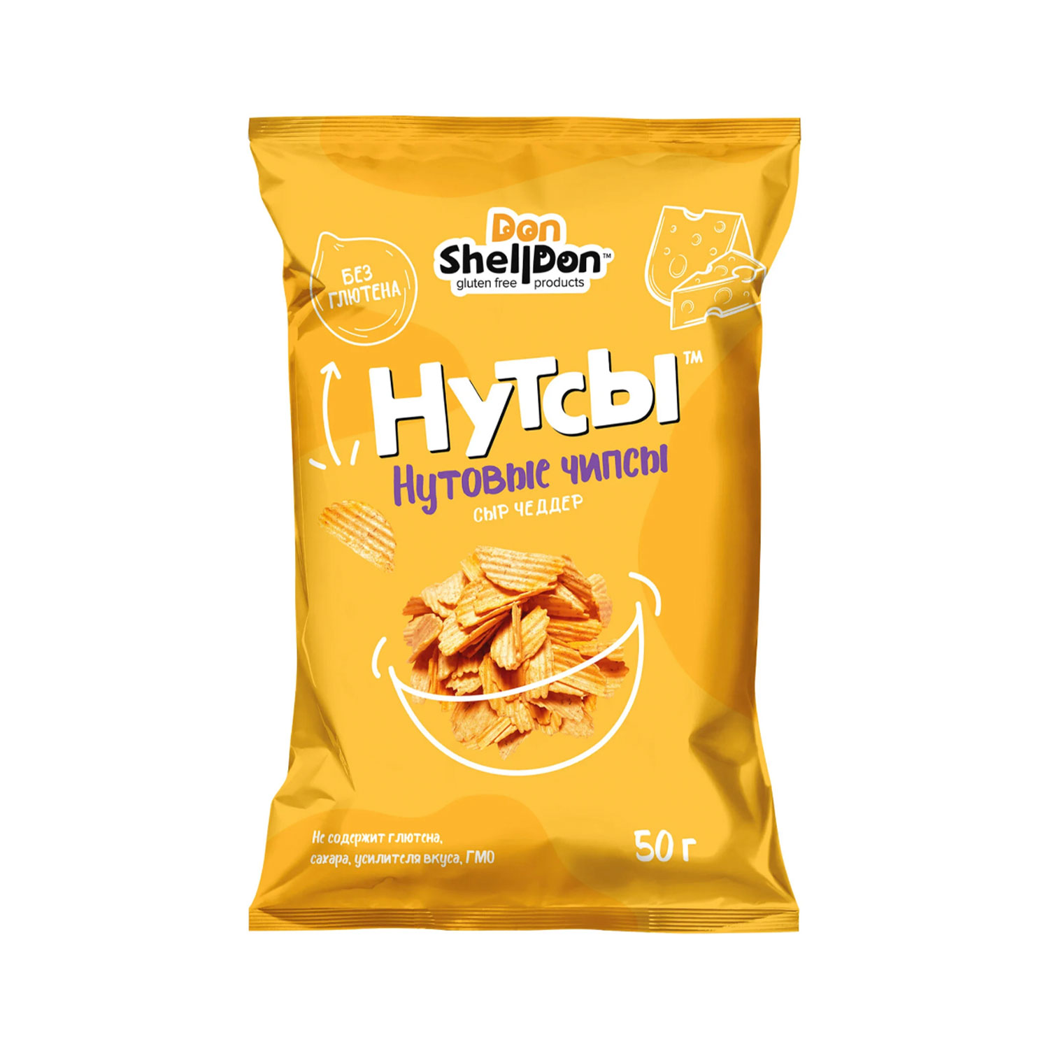 Безглютеновые чипсы "НУТСЫ" со вкусом Сыр Чеддер