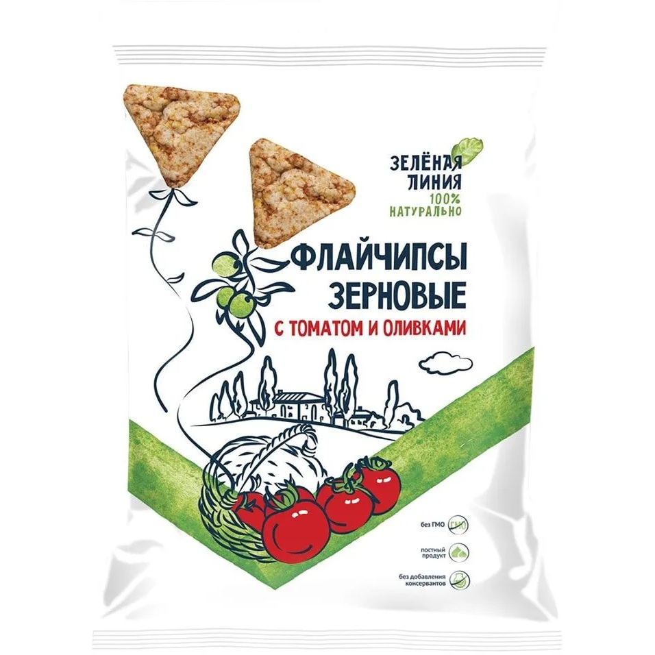 Флайчипсы зерновые с томатом и оливками