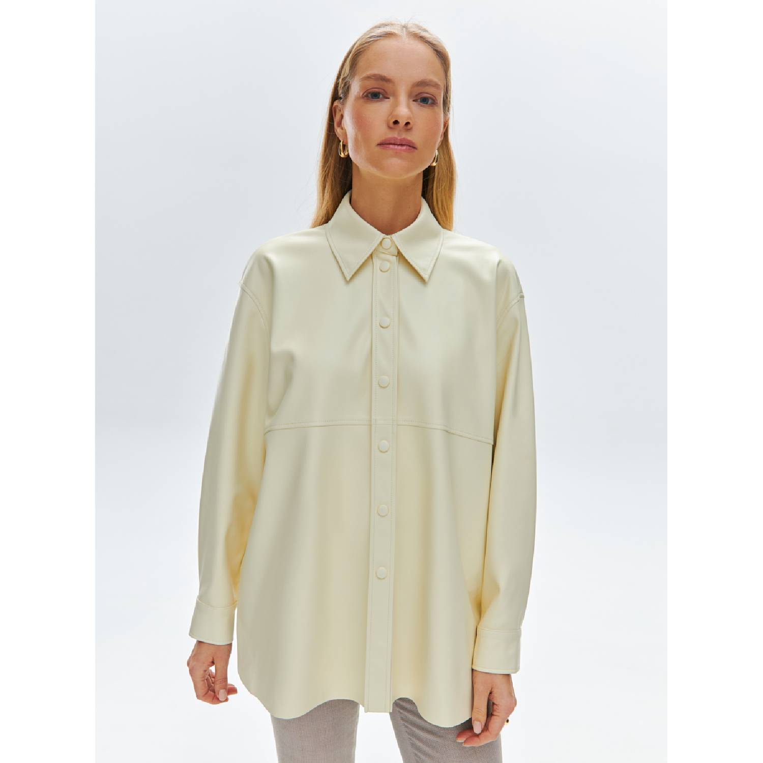 Рубашка oversize из экокожи