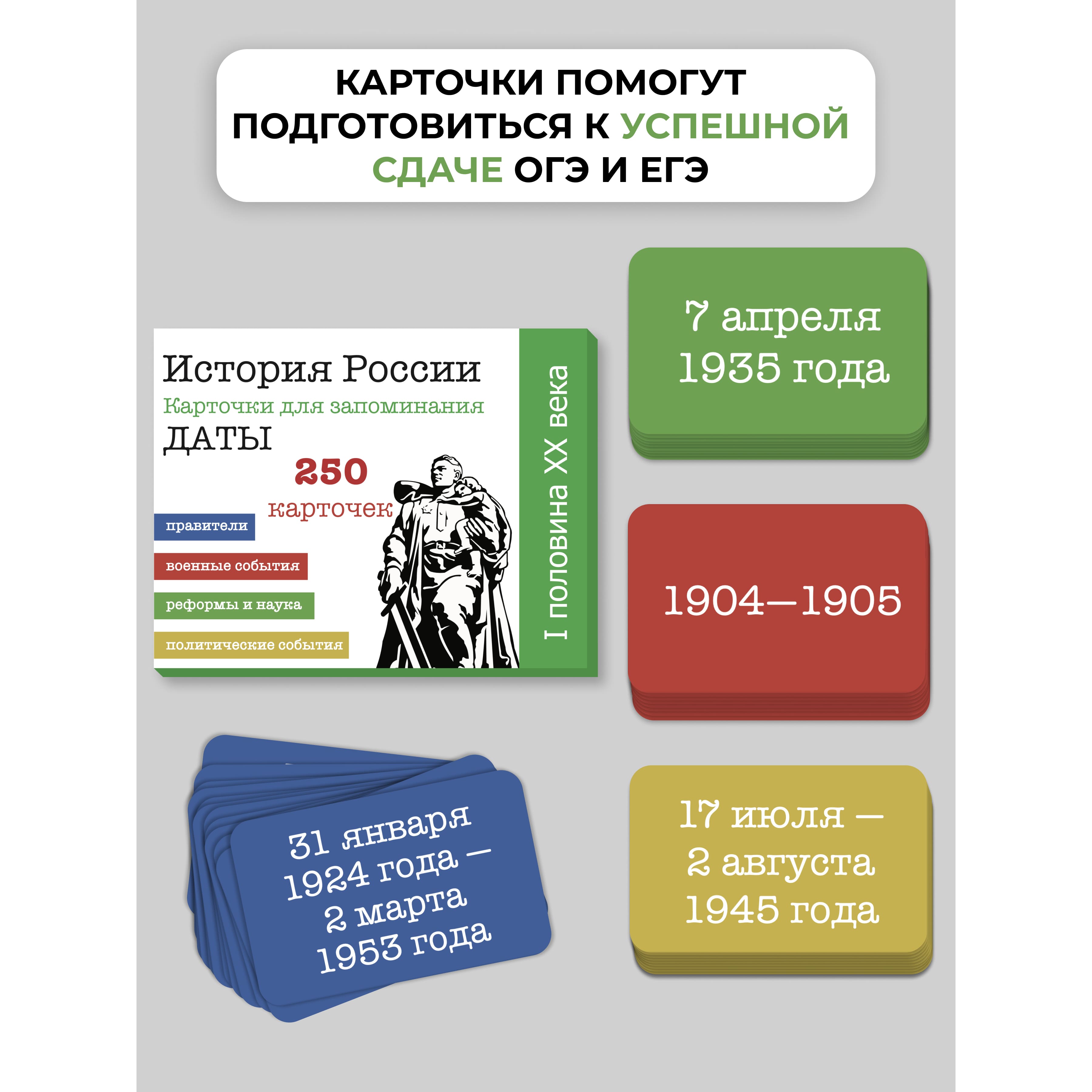 Карточки по истории России 250 штук. ЕГЭ. 1 половина 20 в. — Сделано в  Москве — Сделано в Москве