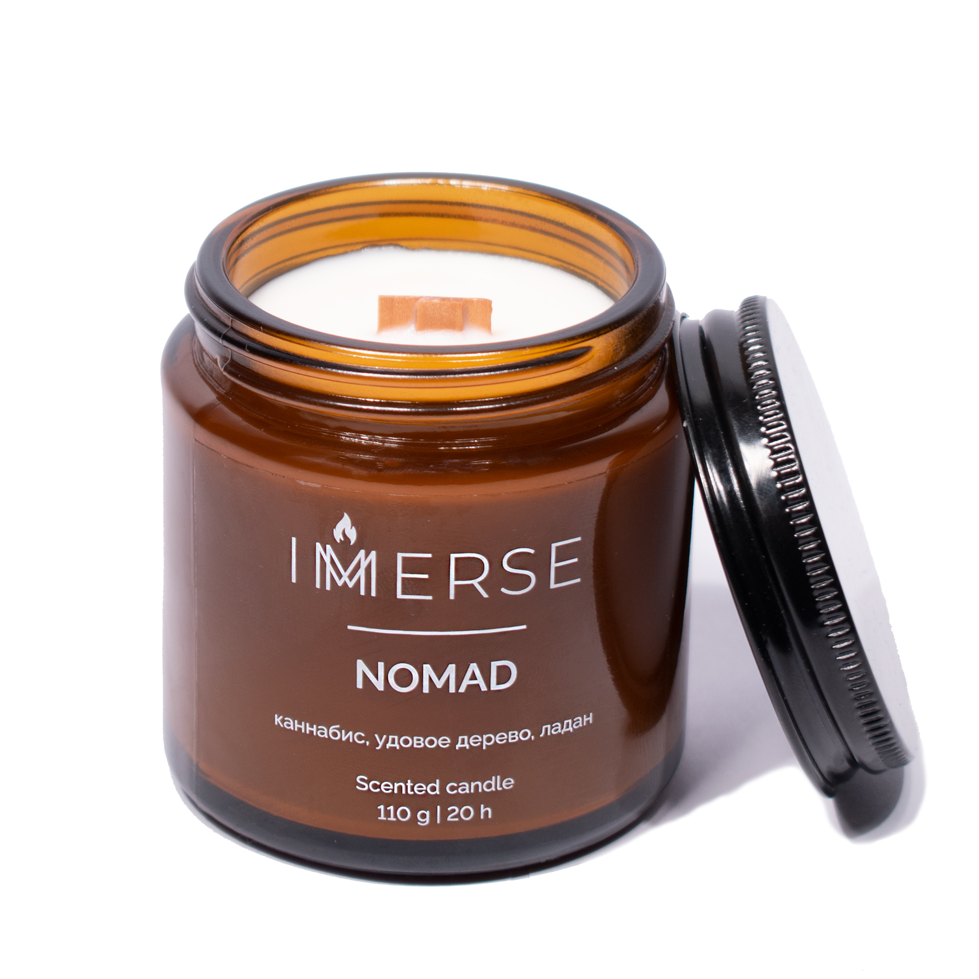 Ароматическая свеча NOMAD, каннабис, удовое дерево, ладан