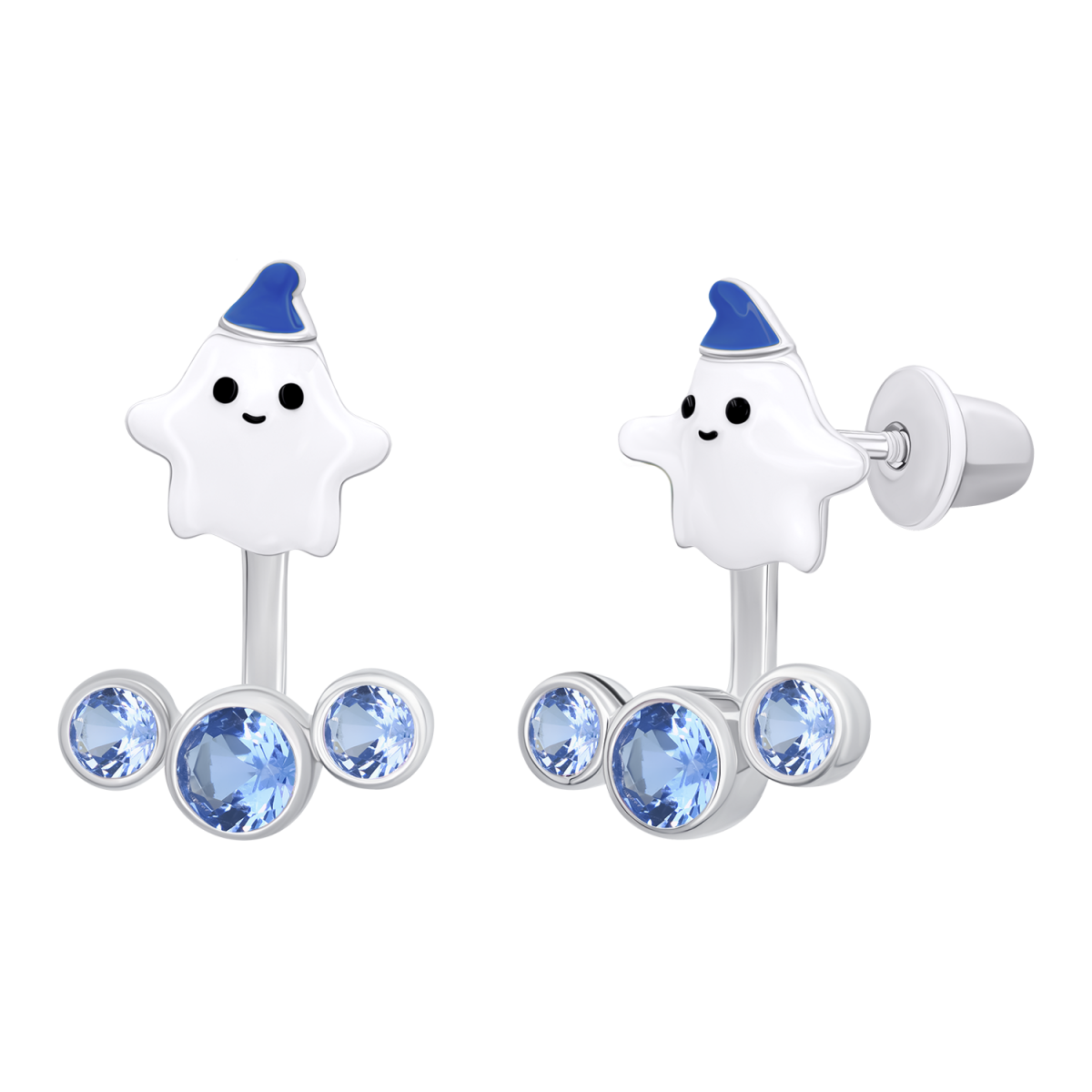 Детские серебряные серьги «BOO привидение Umi Magic seven»/Серьги джекеты