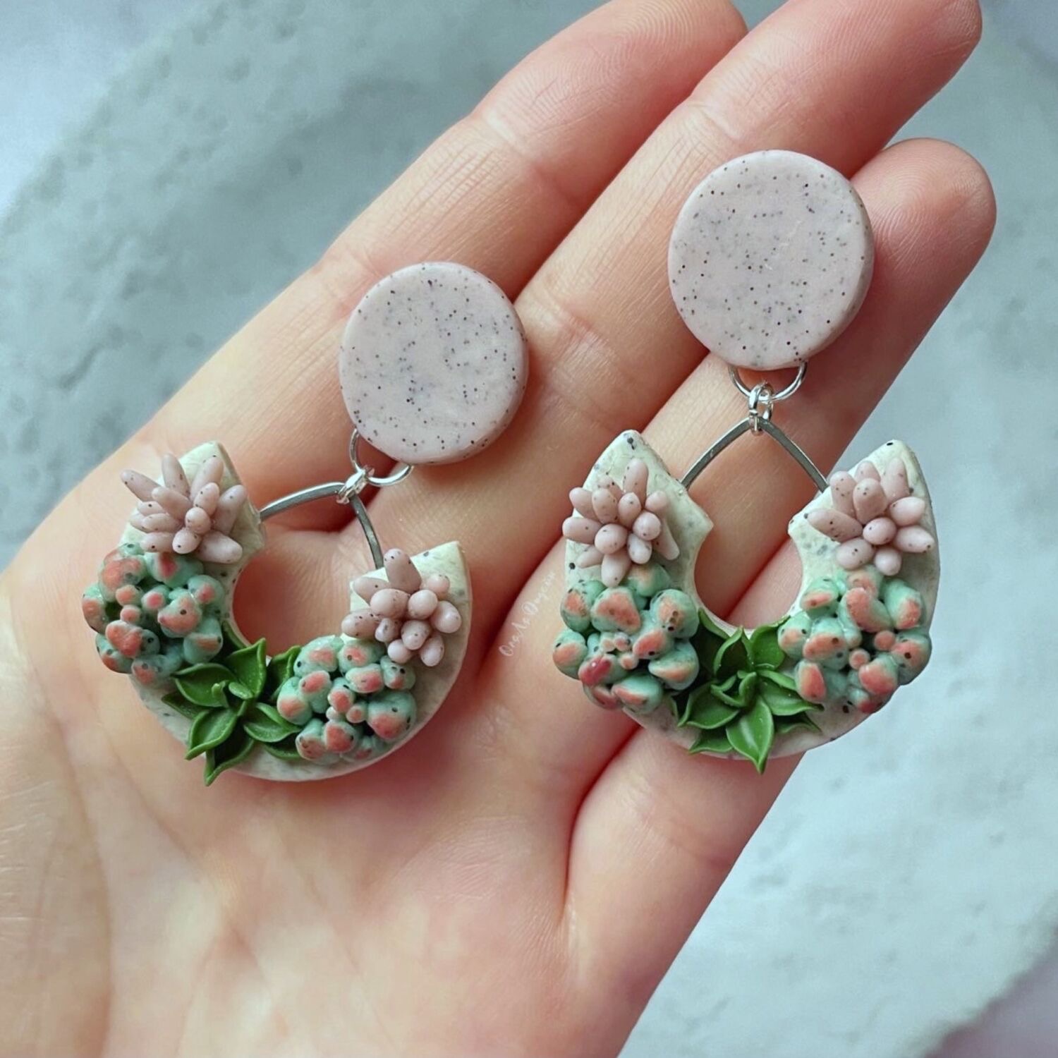 Серьги с суккулентами