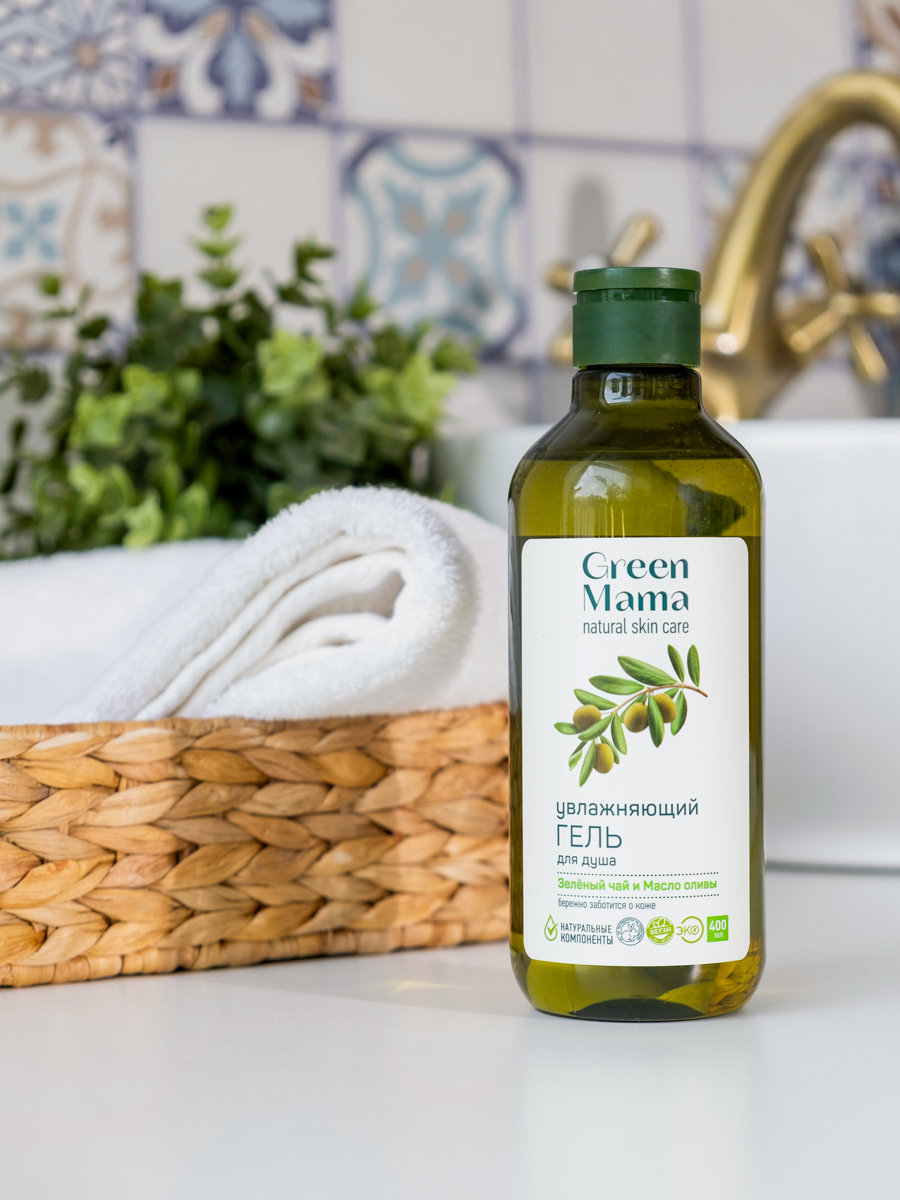 Гель для душа Green Mama увлажняющий "зелёный чай и масло оливы"