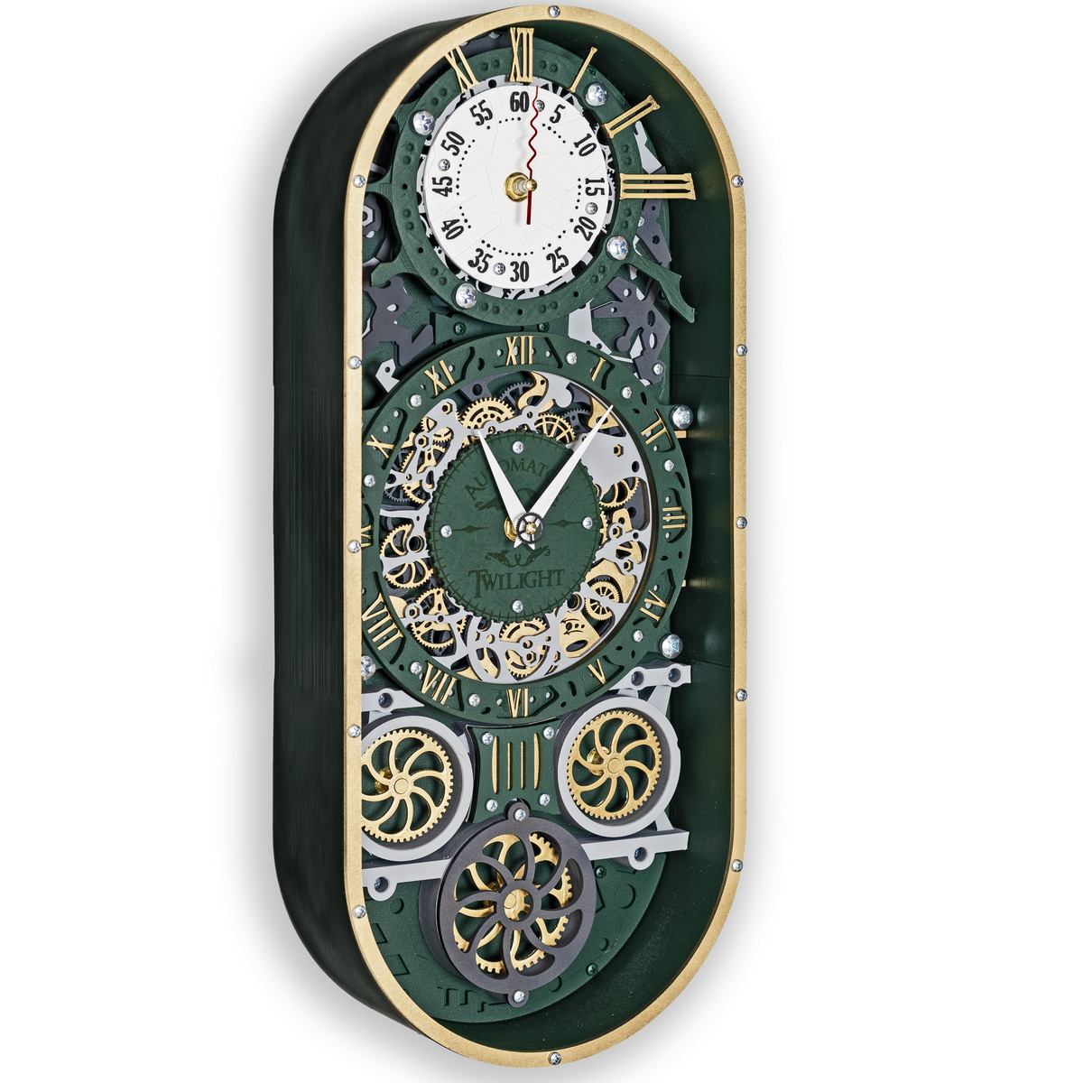 Дизайнерские настенные часы Автоматон Сумерки "Зеленое золото"