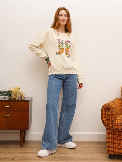 ЖЕНСКИЙ СВИТШОТ СВЕТЛЫЙ "ЦВЕТОЧНЫЕ КЕДЫ"