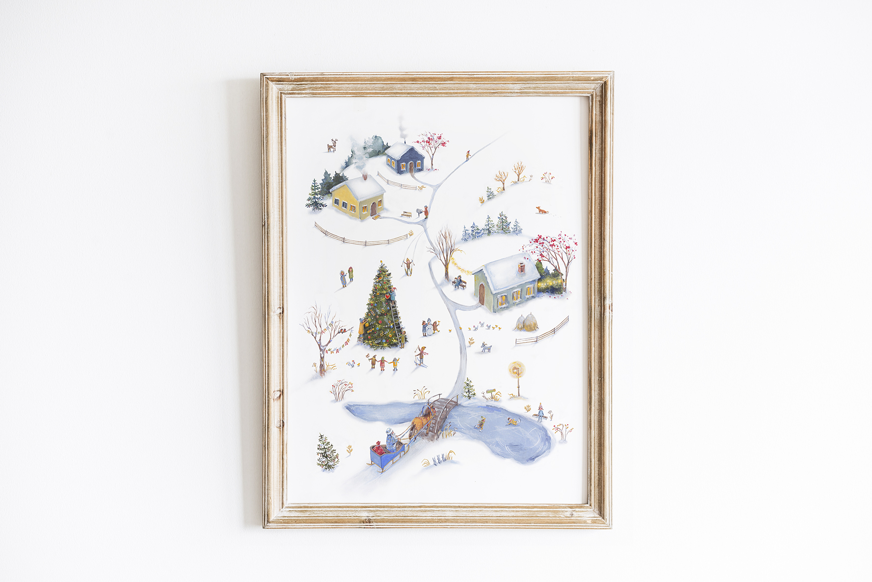 Постер и открытка "Зимняя деревня"