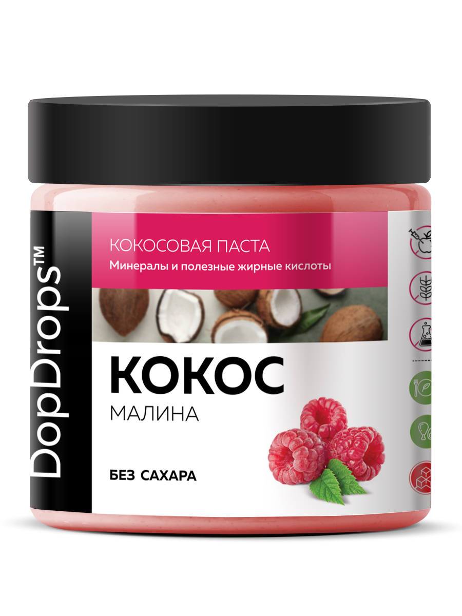 Кокосовая паста DopDrops c малиной урбеч 500 г
