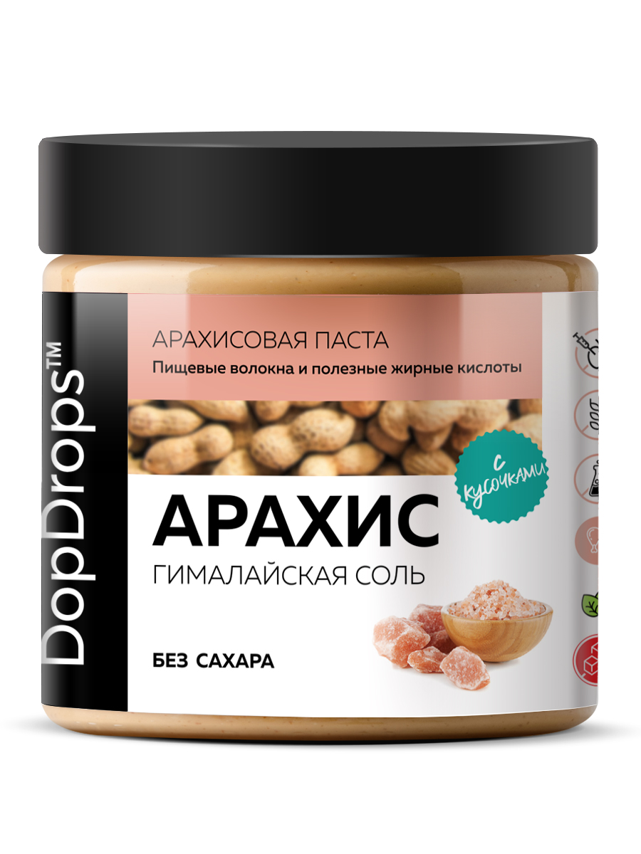 Арахисовая паста DopDrops хрустящая с гималайской солью 500 г