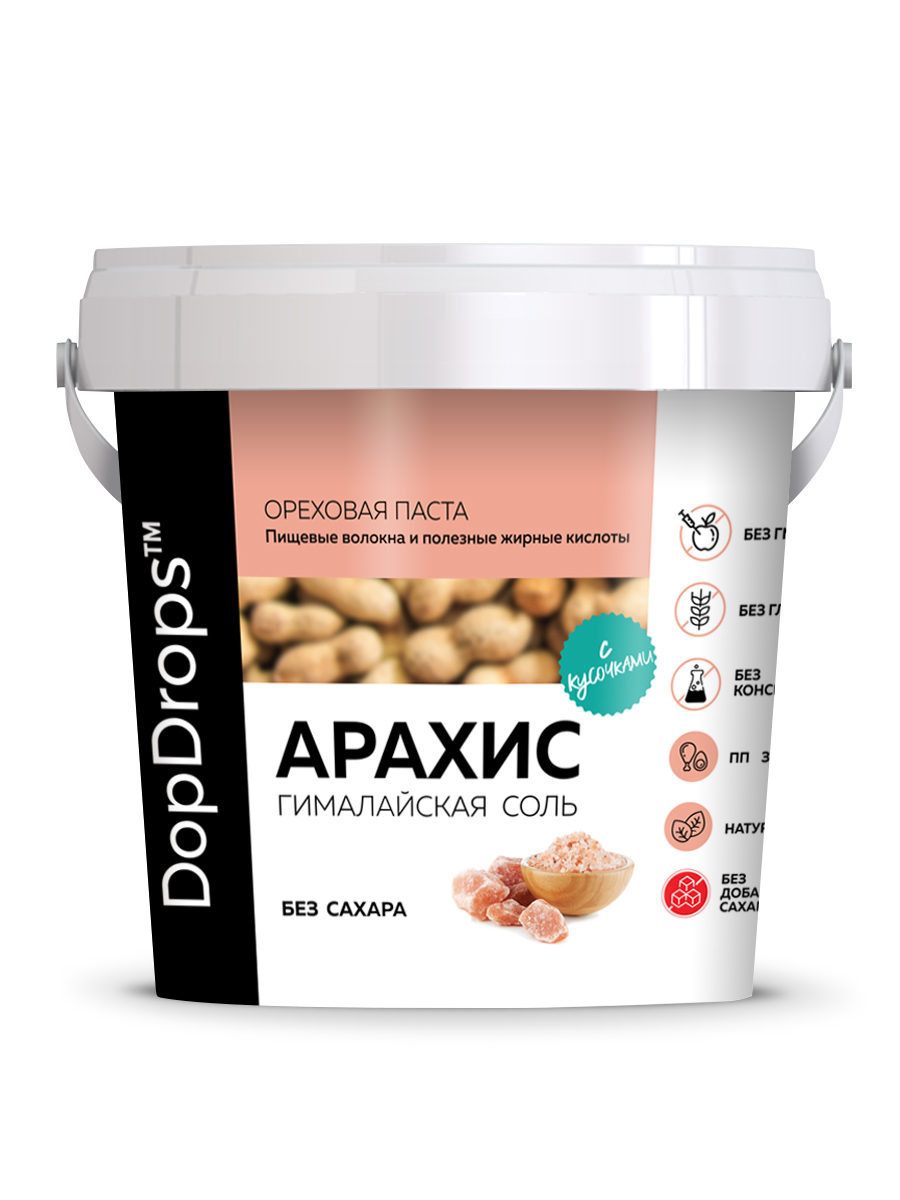 Арахисовая паста DopDrops хрустящая с гималайской солью 1000 г