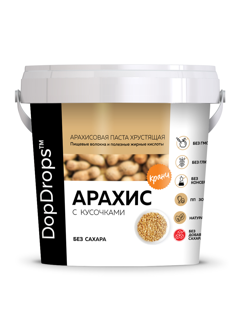 Арахисовая паста DopDrops хрустящая с кусочками арахиса 1000 г