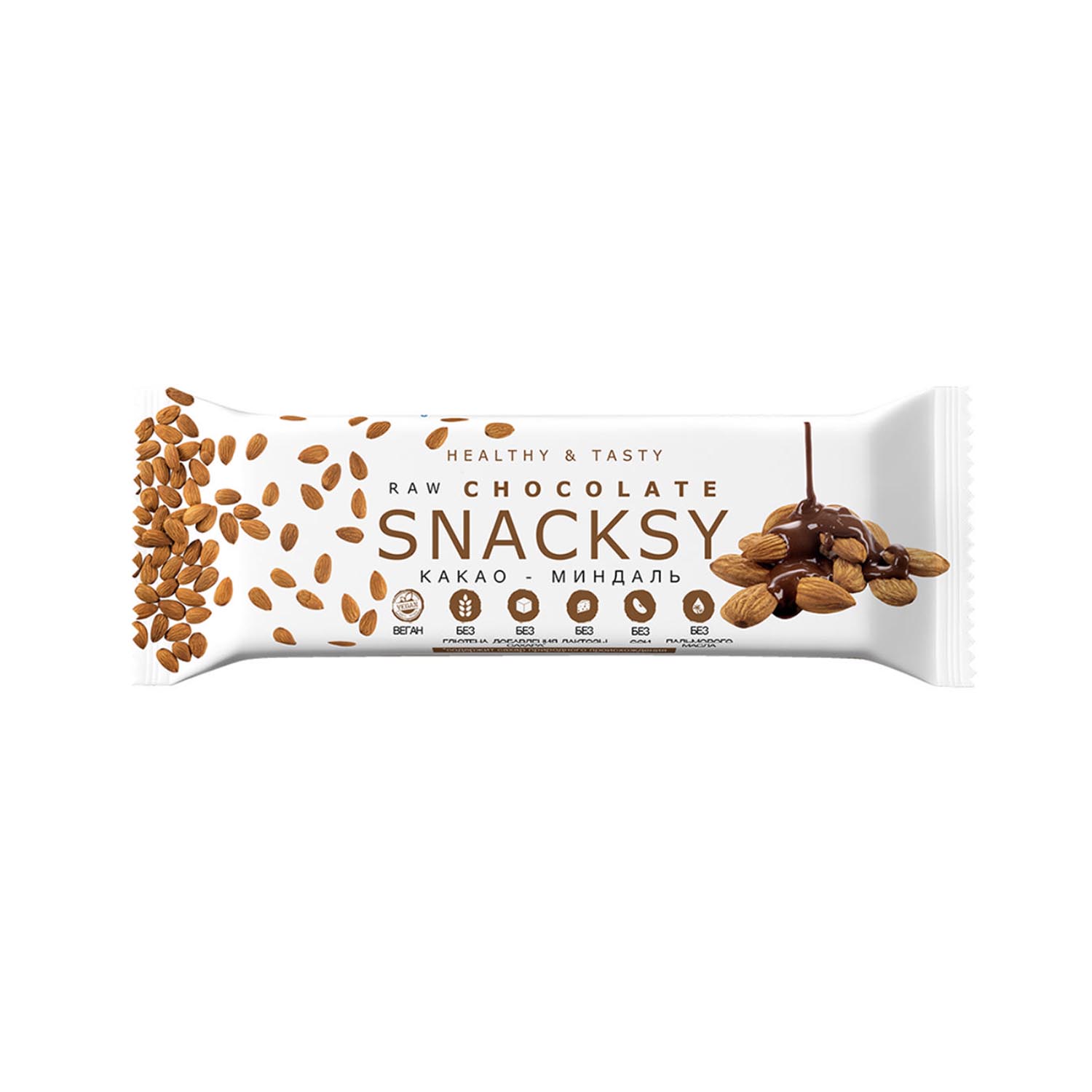 Батончик RAW CHOCOLATE SNACKSY с какао и миндалем