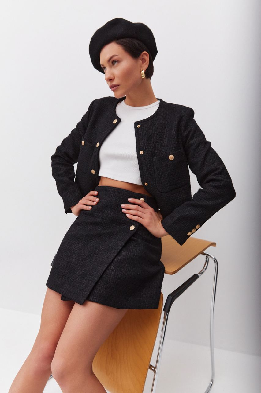 Юбка со скосом из твида