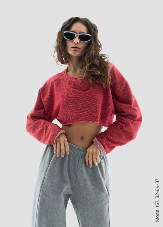 Укороченное Худи Crop Hoodie Red