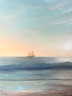 Морской пейзаж. Картина маслом