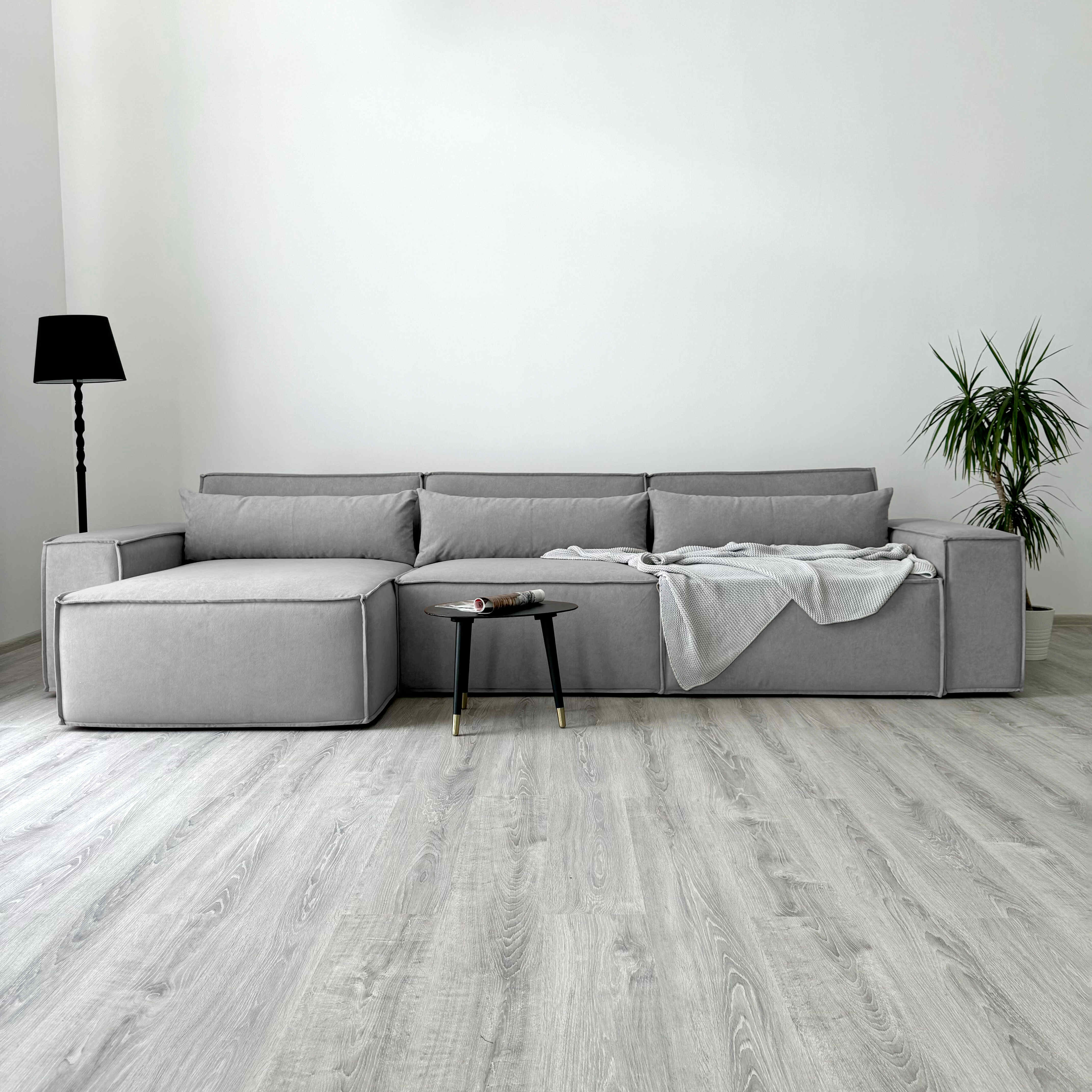Диван-кровать Redsofa Пикассо угловой 360 см светло-серый Teddi