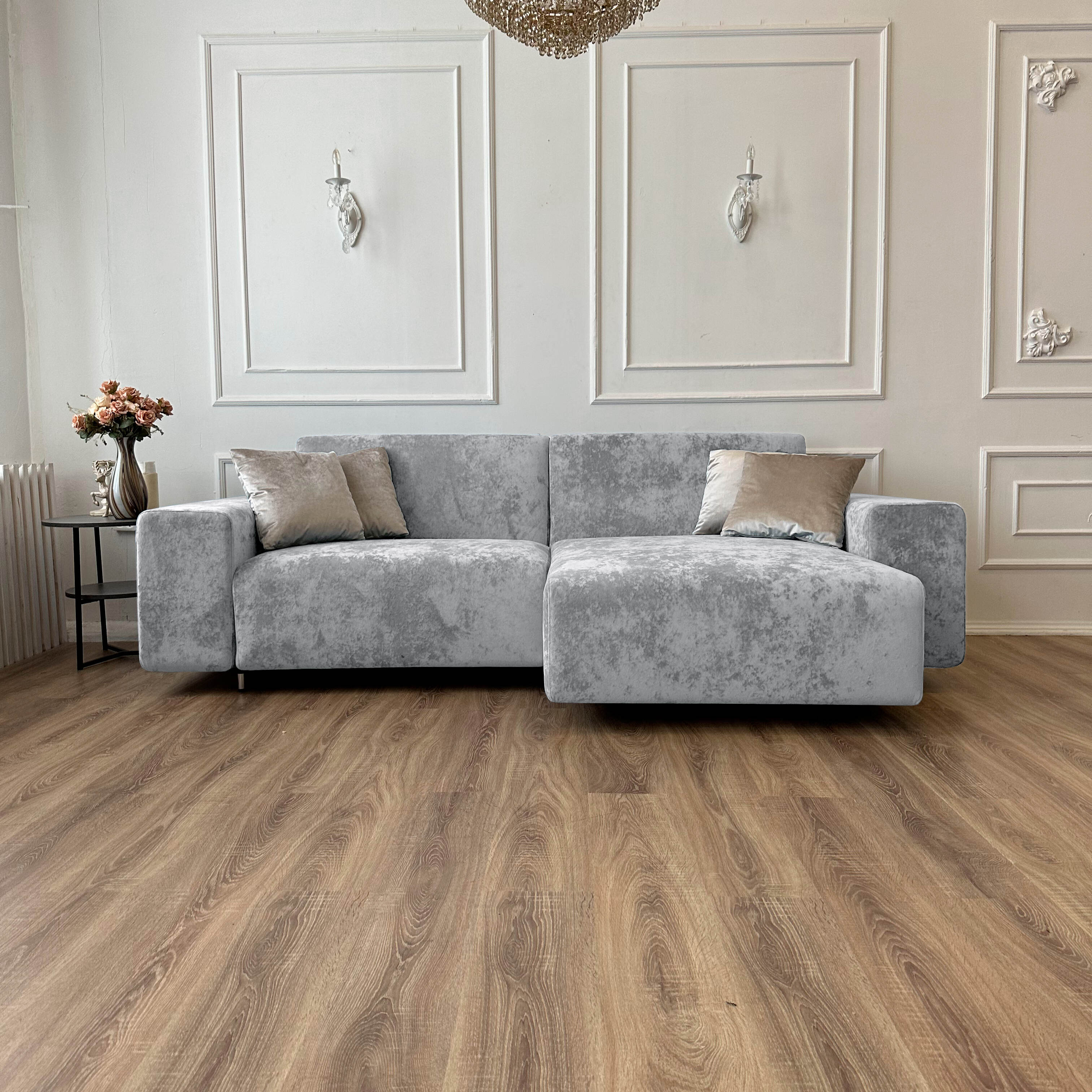 Диван-кровать Redsofa Аурис угловой 260 см серый Ocean