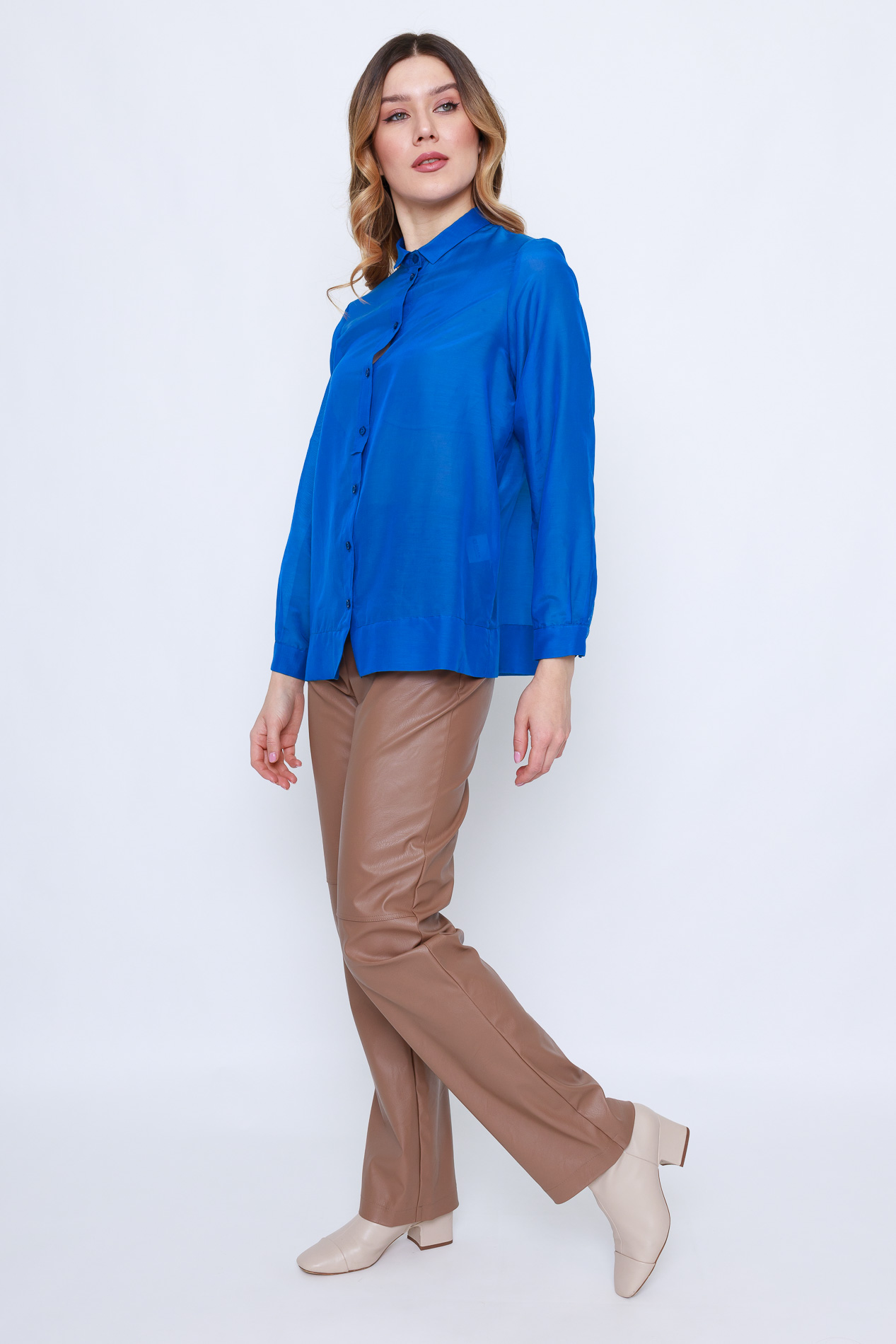 Женская рубашка из шелка и хлопка Алин