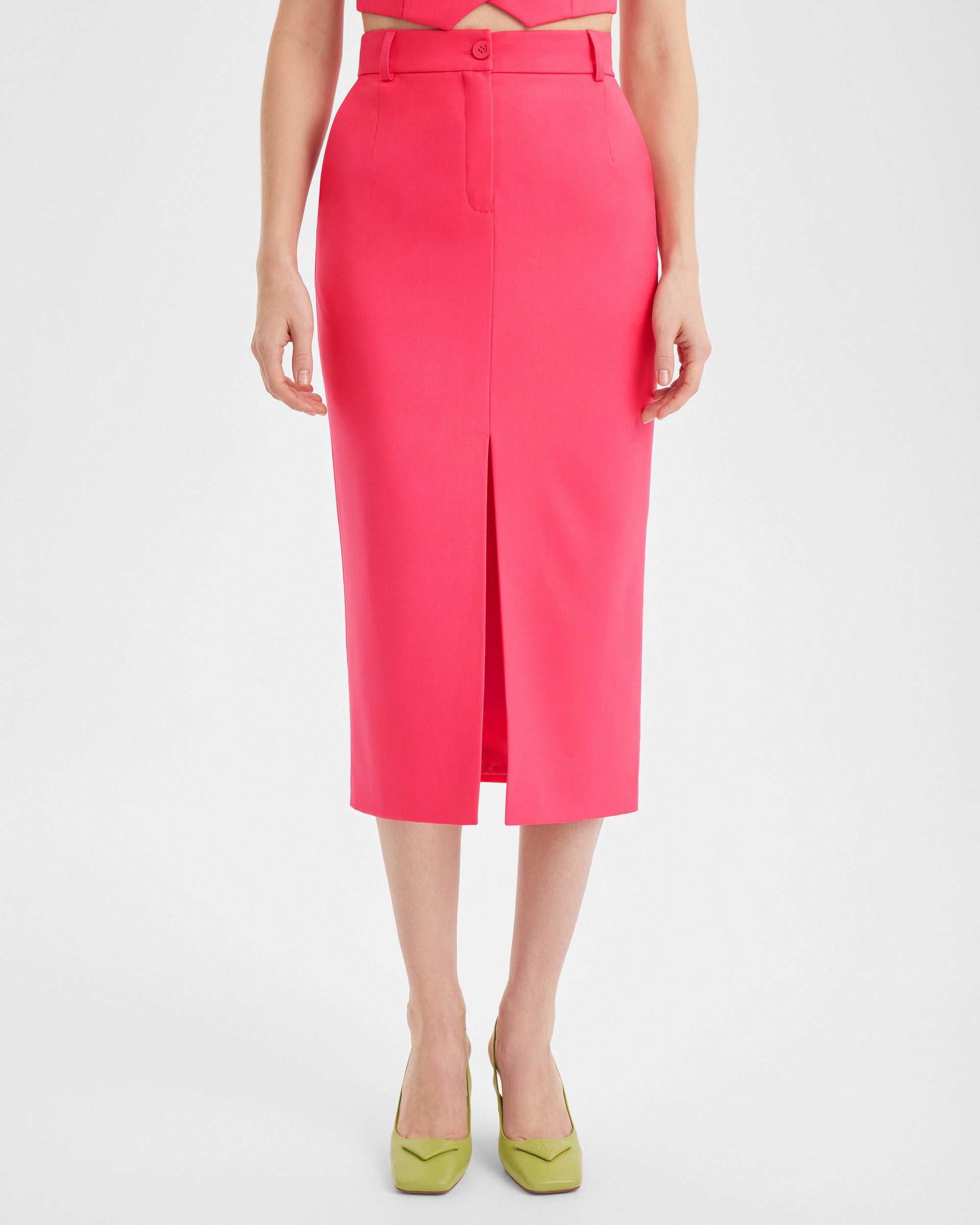 Юбка миди розовая