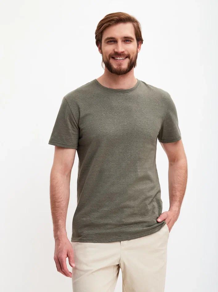 Мужская футболка цвета хаки из конопли