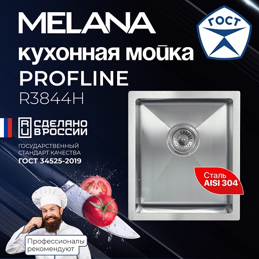 Мойка R3844H MELANA ProfLine 3,0/200 САТИН врезная прямоугольная