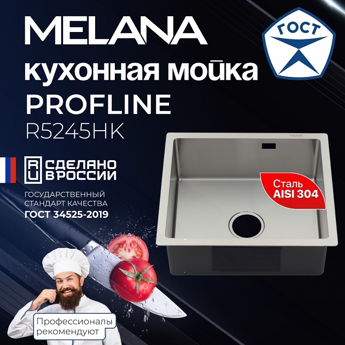 Мойка R5245HK MELANA ProfLine 3,0/200 САТИН врезная прямоугольн