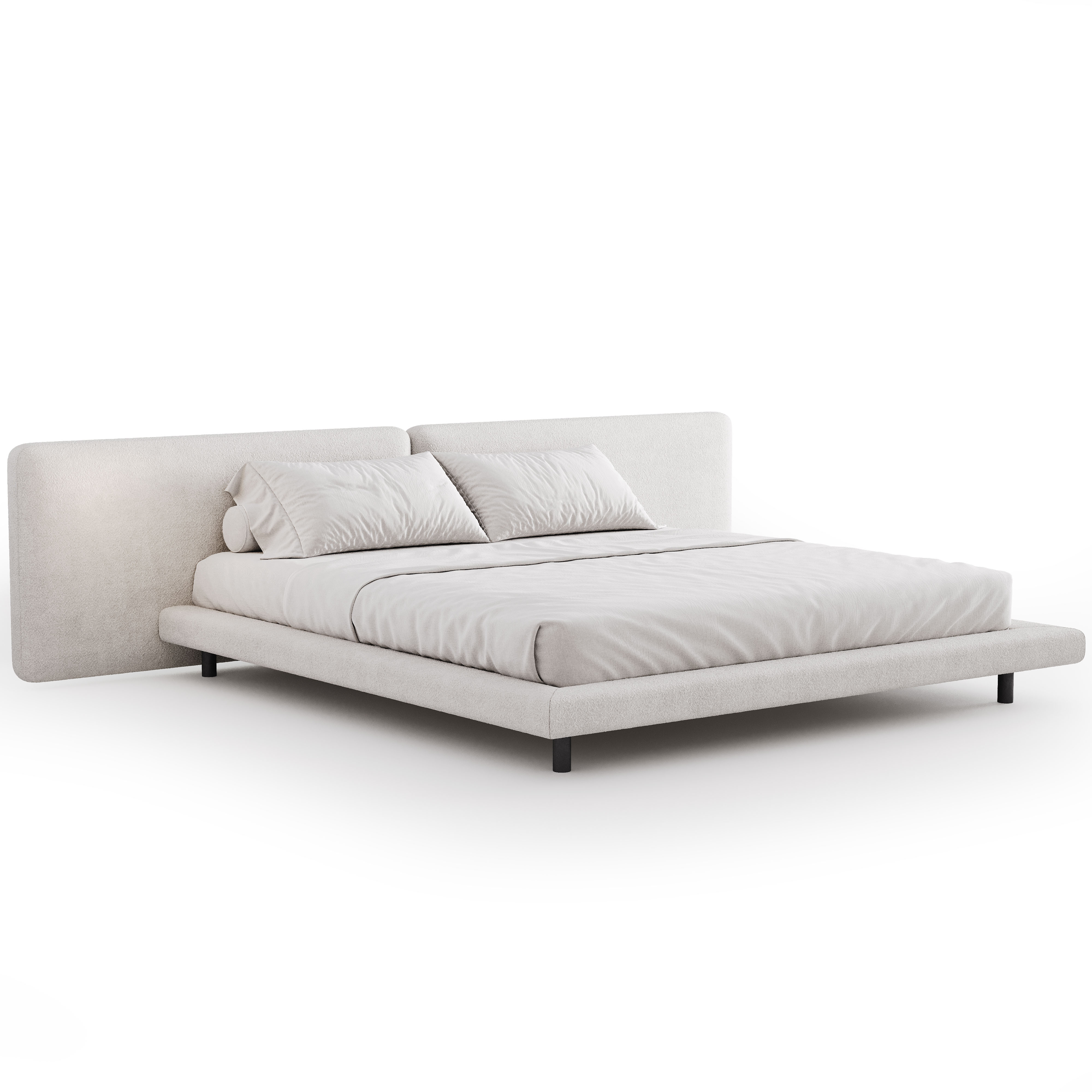 Мягкая кровать с широким изголовьем 180*200 см, обивка букле