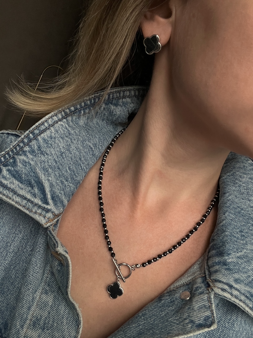 Комплект колье и серьги в стиле Van Cleef