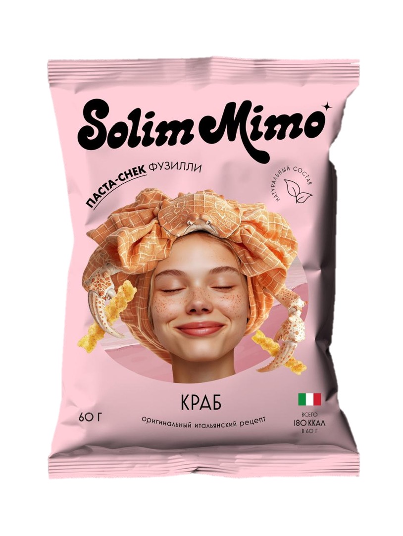 Паста-снек фузилли со вкусом краба Solim Mimo