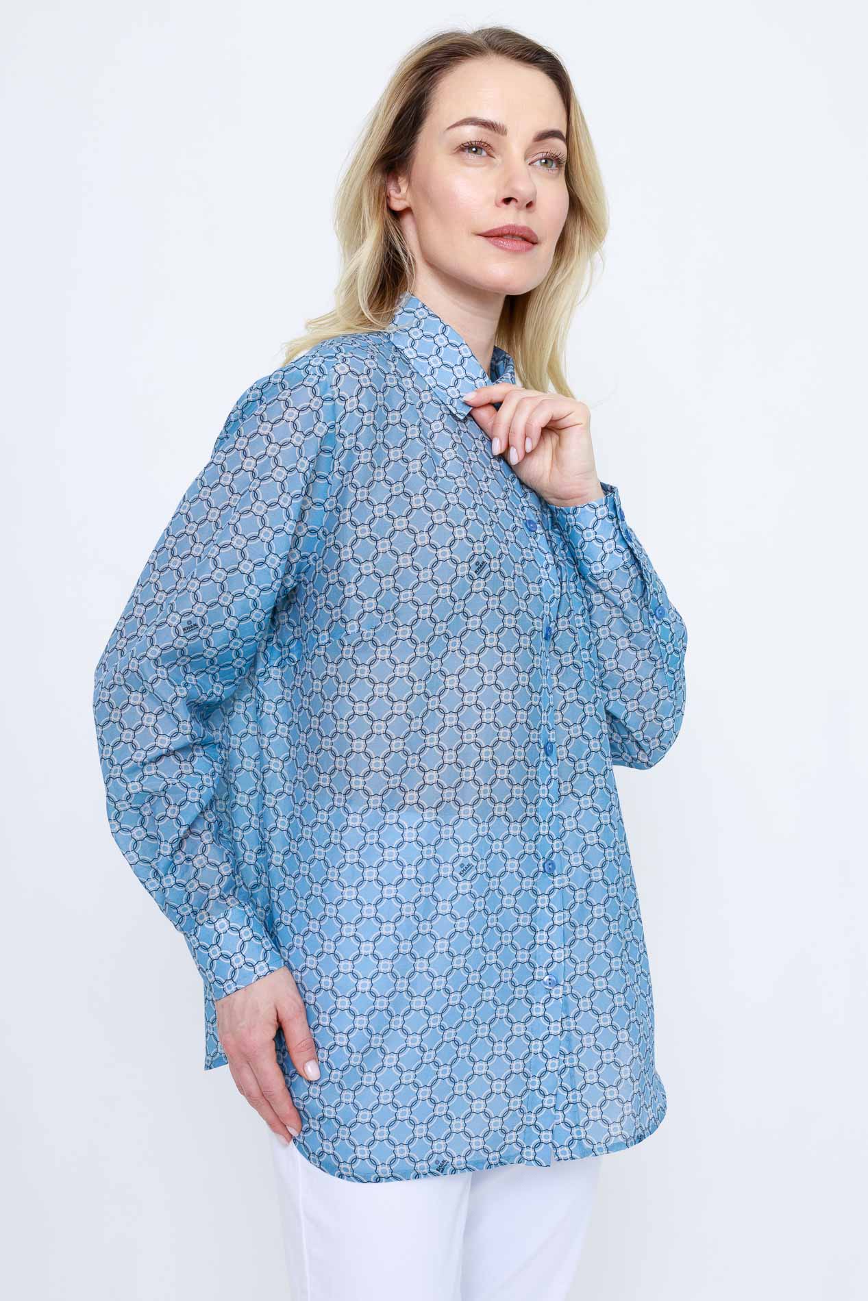 Летняя рубашка из шелка и хлопка Монограмм