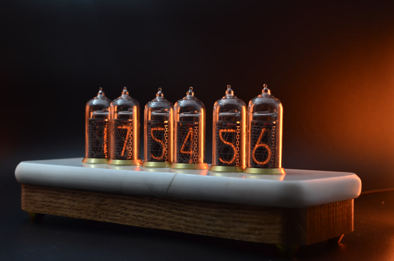 Ламповые часы Мраморный премиум