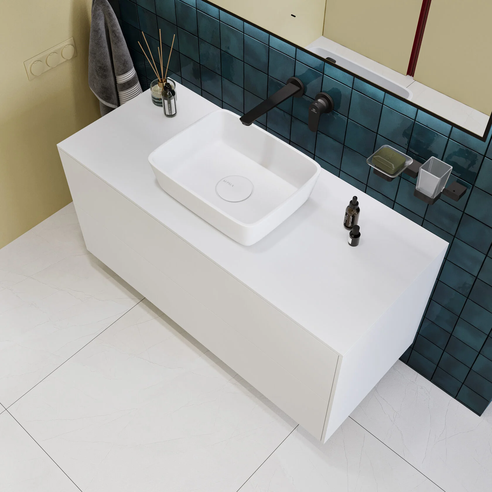 WB47001 PIRA накладная прямоугольная раковина