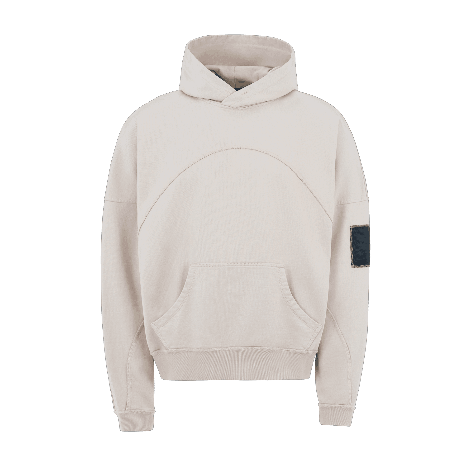 «Waveform» Warm Ivory Boxy-Fit Hoodie