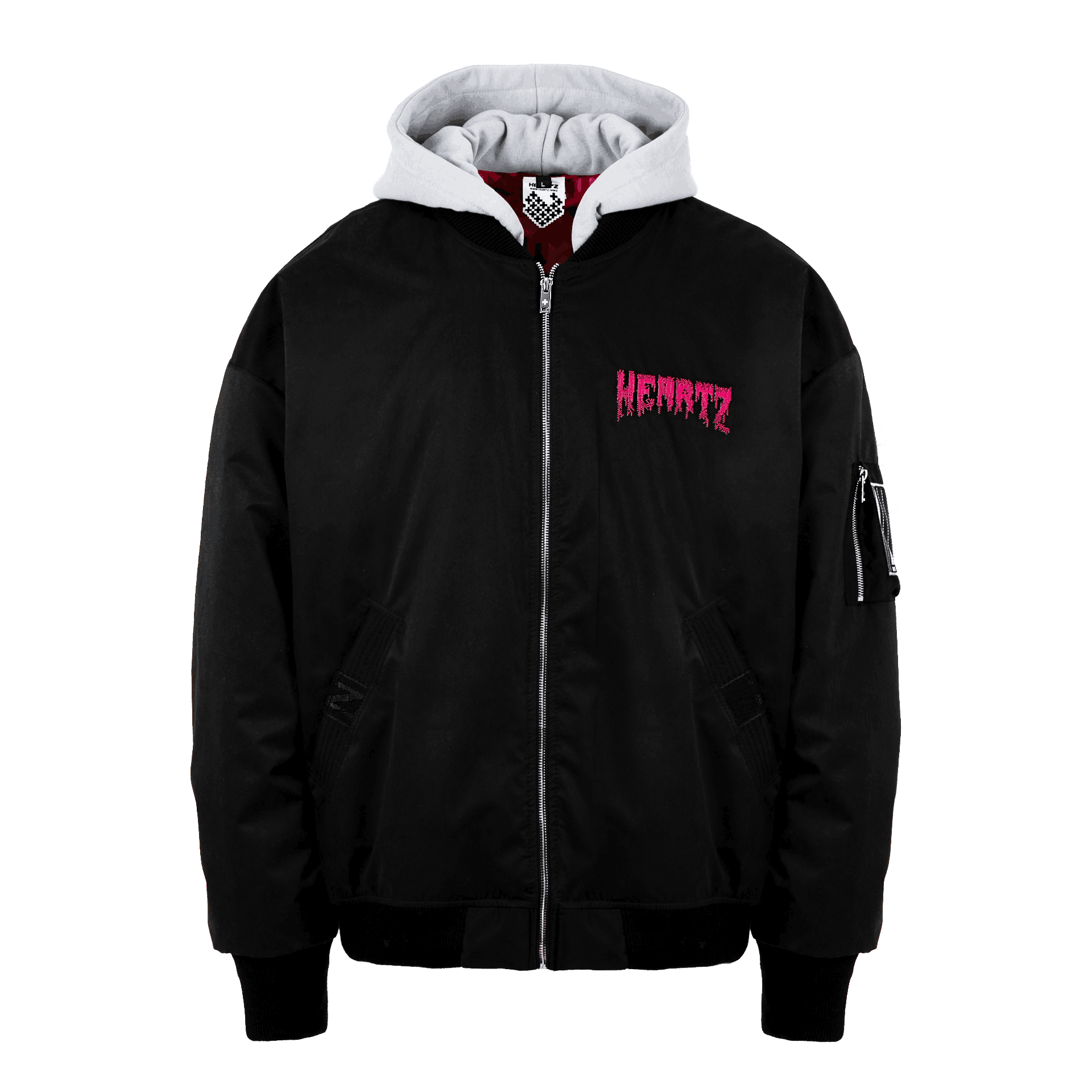 «DOUBLE BARRELED» Oversized Embroidered Hooded Flight Jacket