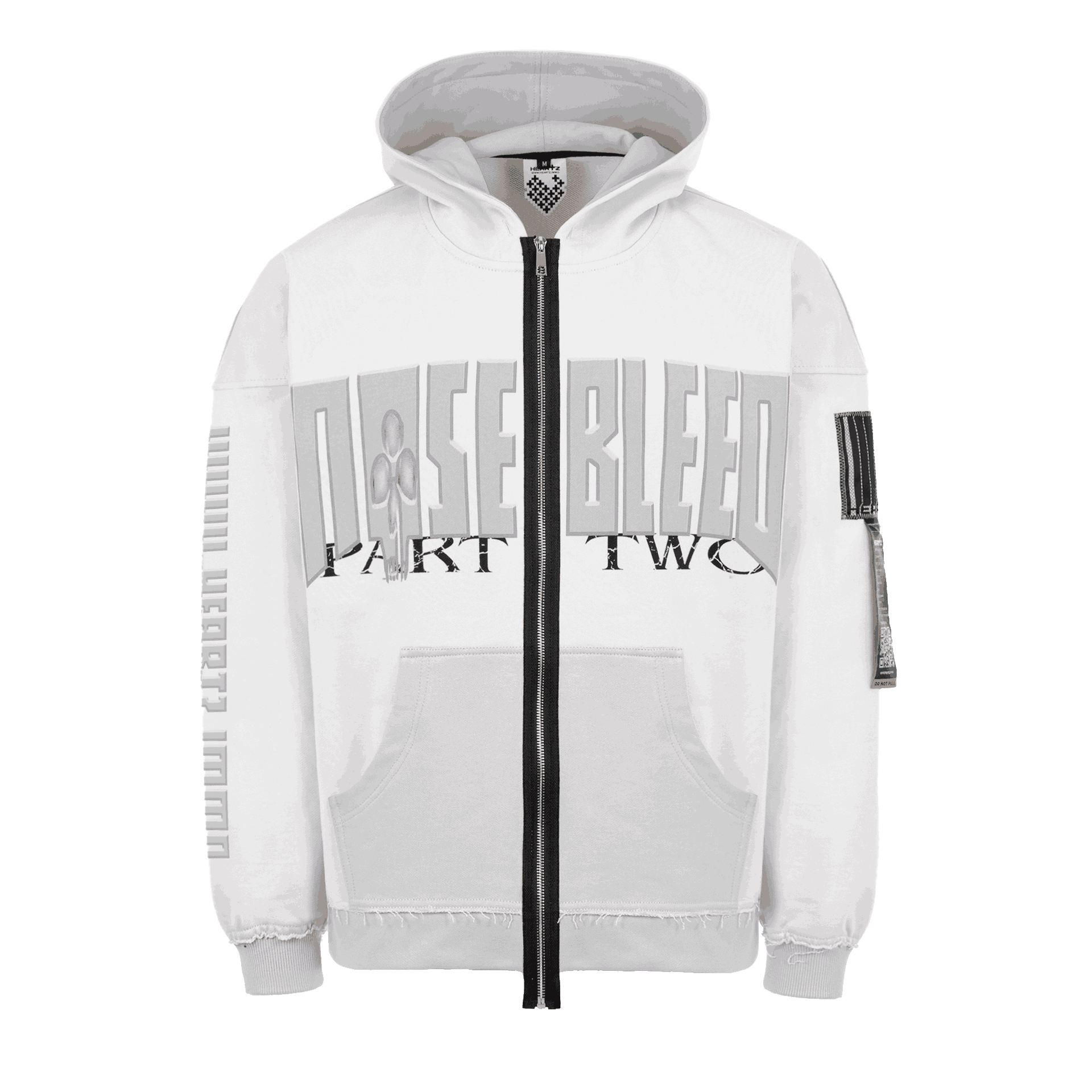 «PART-TWO:Light» Two-Tone Distressed Zip-Hoodie