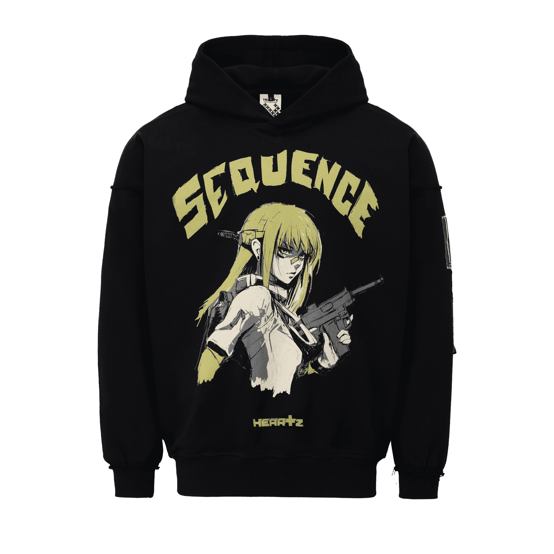 «Sequence» v1.1 Black Distressed Hoodie