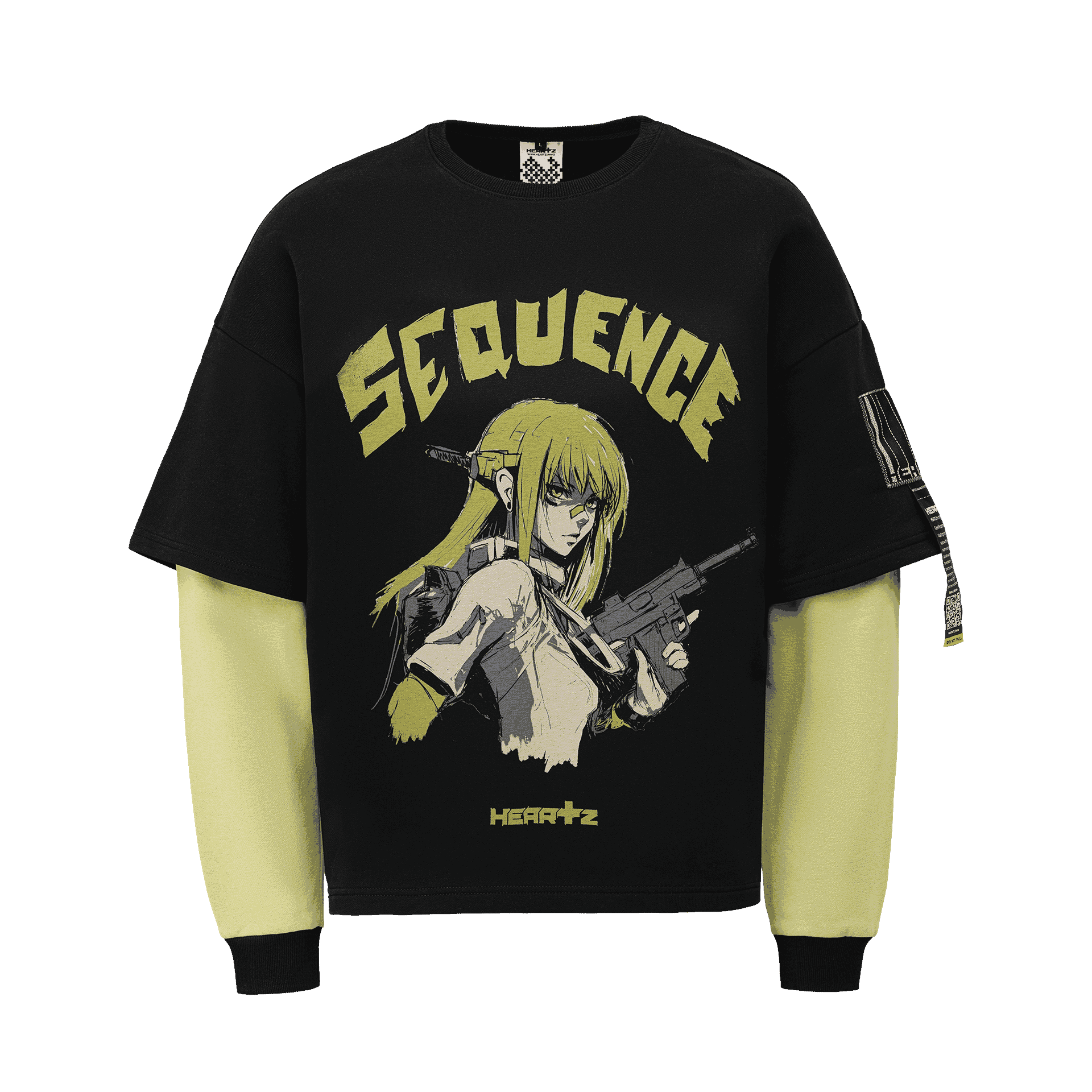 «Sequence» V1.1 Black/Sage Color-Block Kimono Longsleeve