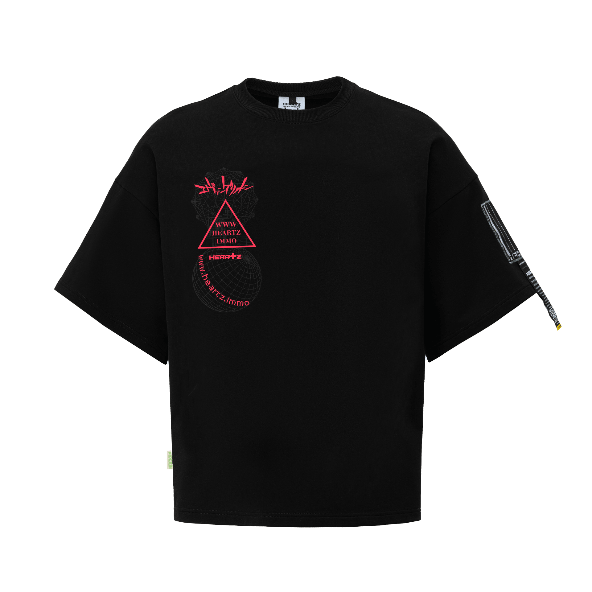 «THE DYSTOPIAN LOGOMANIA» BLACK KIMONO T-SHIRT