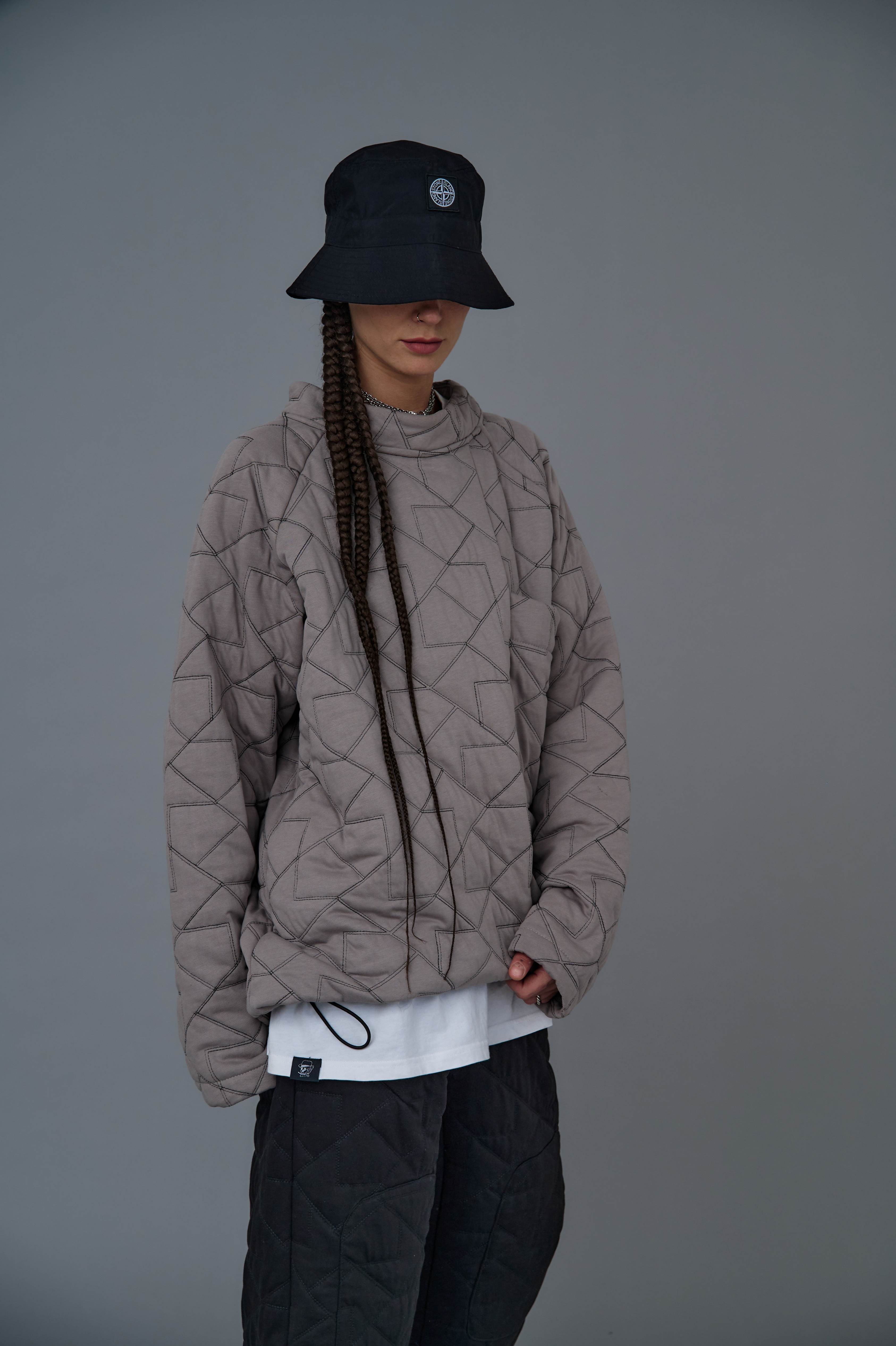 Свитшот стеганый unisex - LoUter Ma /, размер M/ Серый