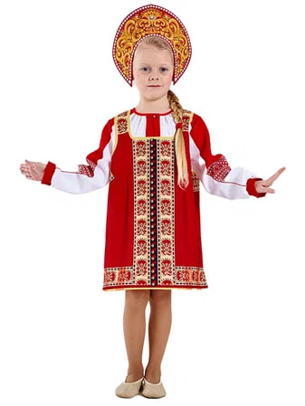 Русский народный костюм для девочки красный