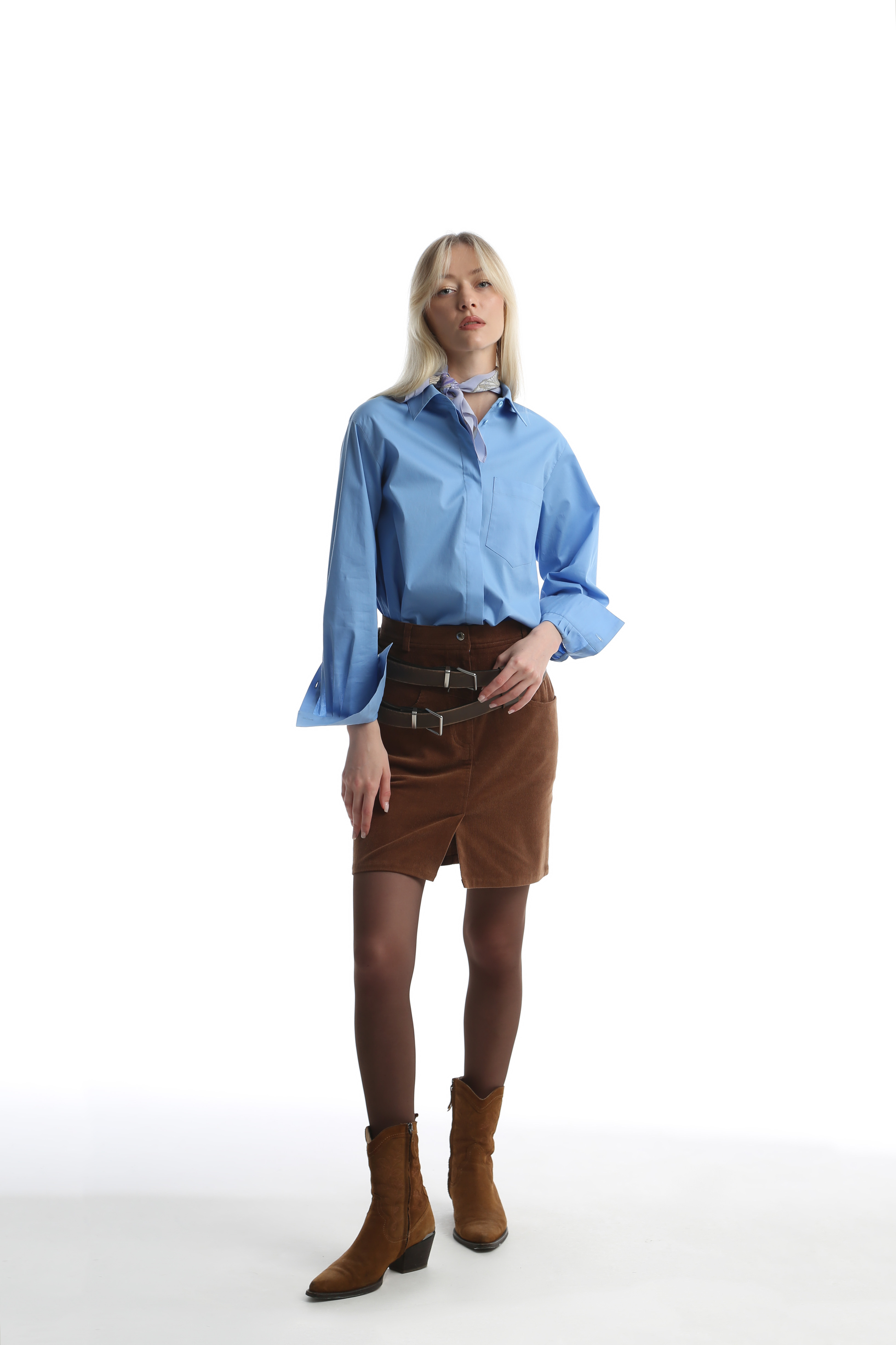 Юбка из вельвета в цвете корица