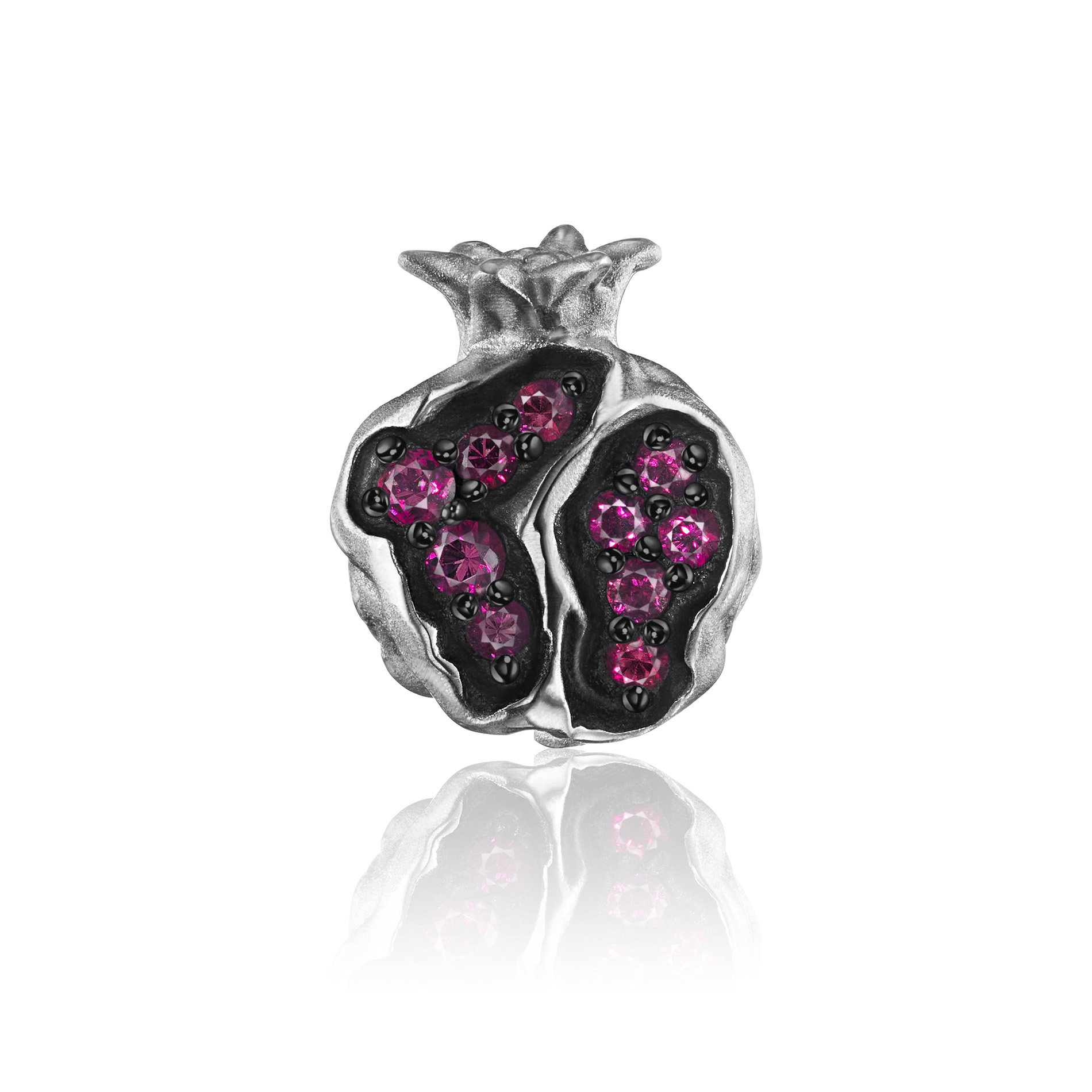 Серебряная пусета с рубинами GRANAT
