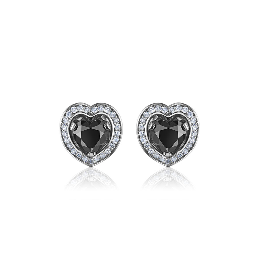 Пусеты-трансформеры в форме сердца BLACK HEART EARRINGS