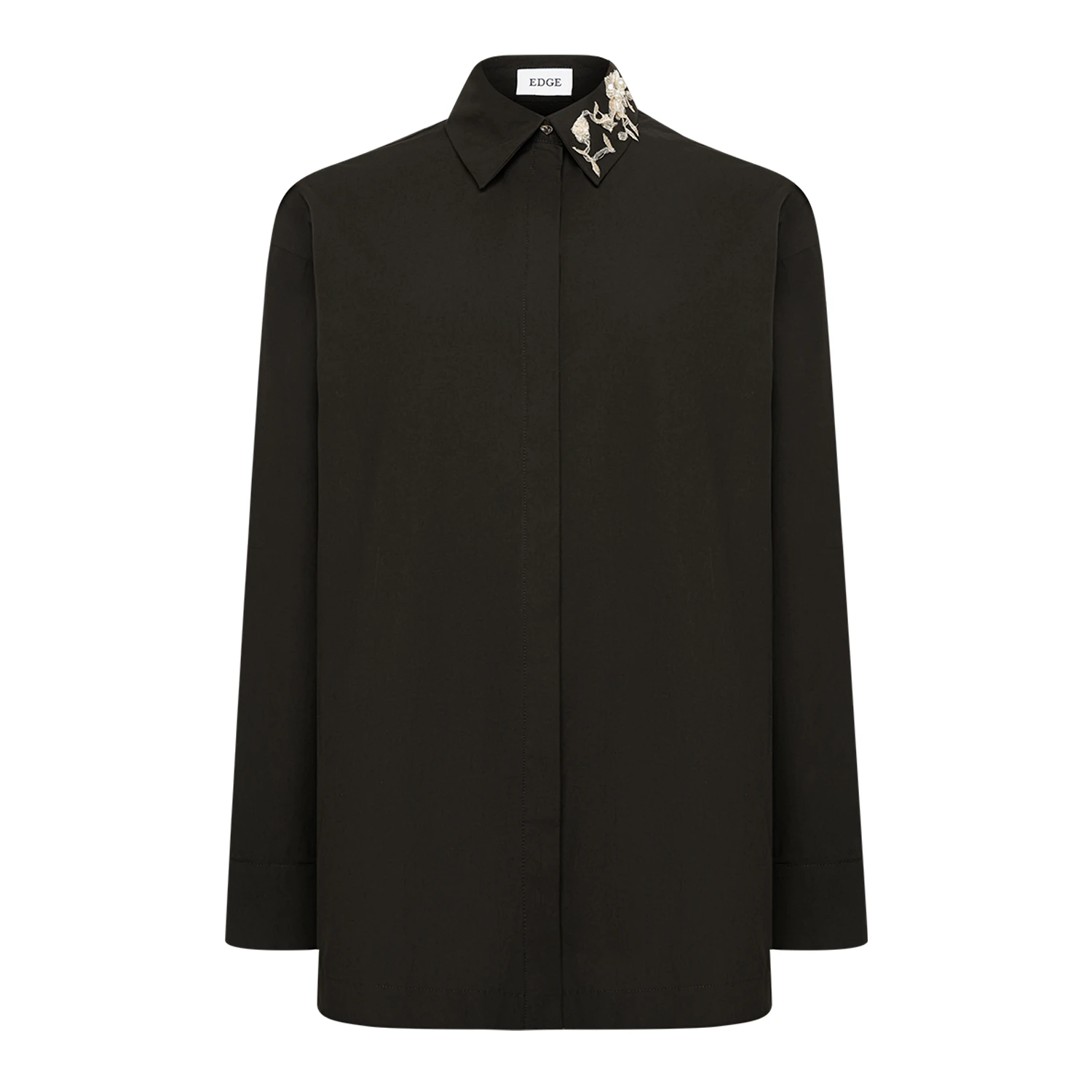 Рубашка из бархатистого хлопка с вышивкой по вороту "Милан"