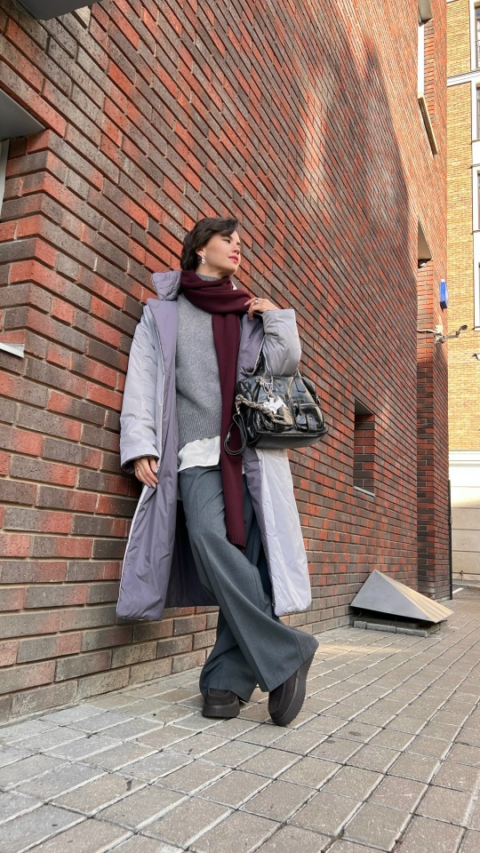 Куртка зимняя двусторонняя удлиненная графит/светло серый