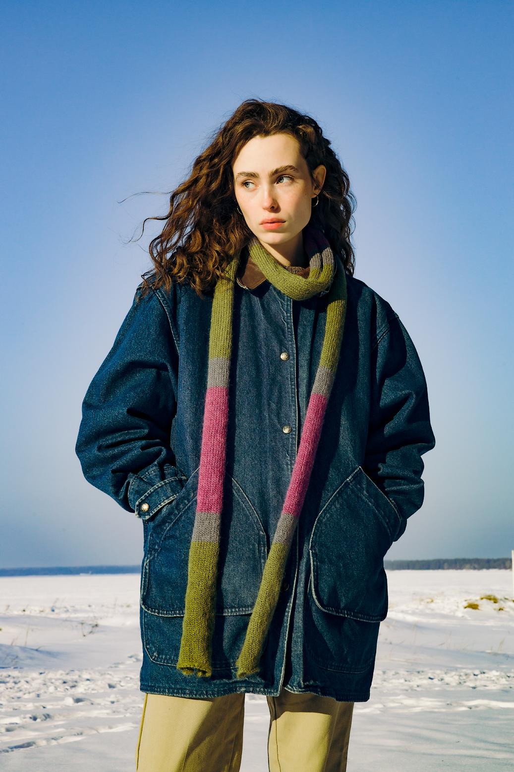 шарф snake kid mohair purple and dark green