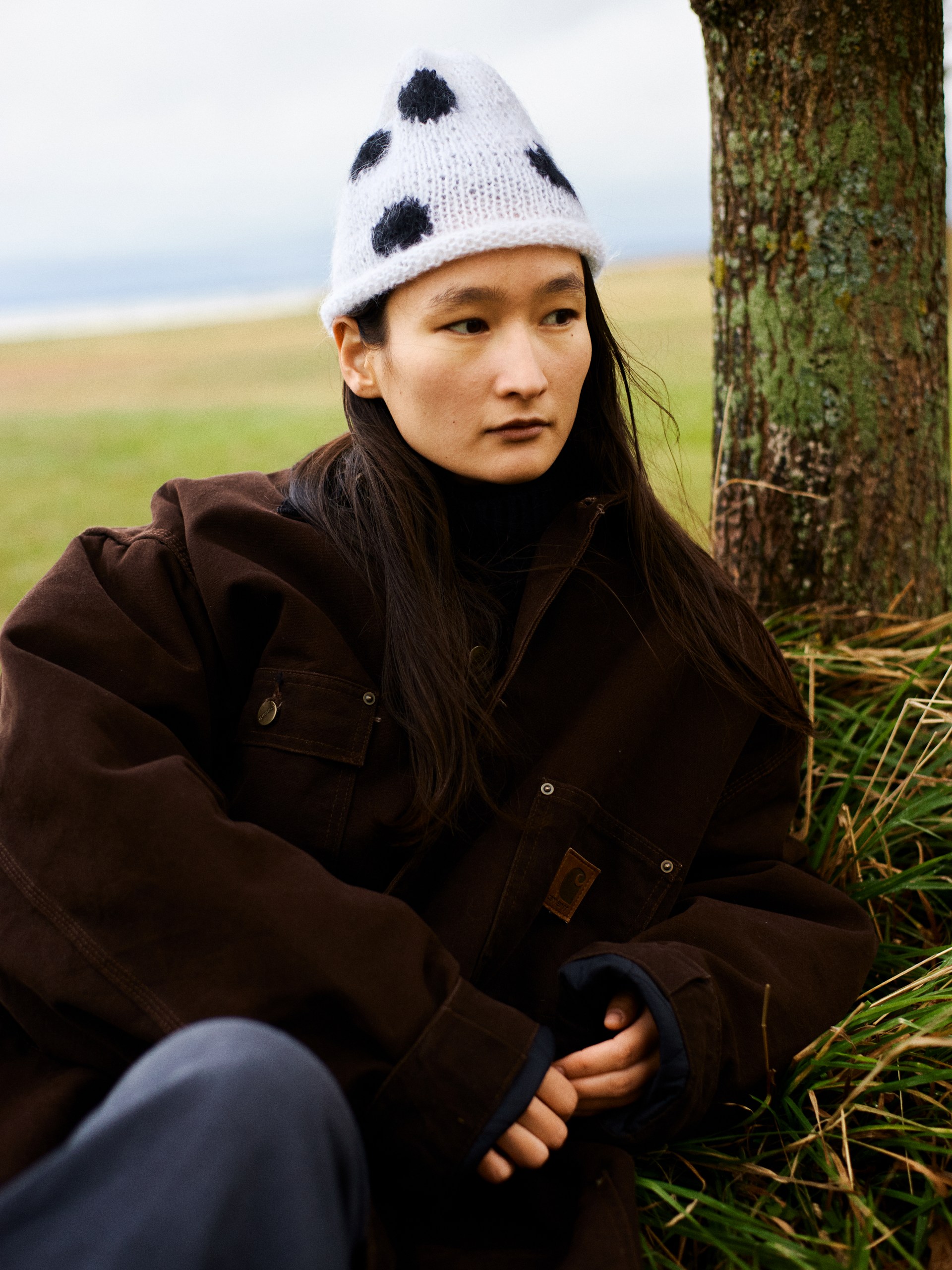 Шапка Mohair Dots White&Black