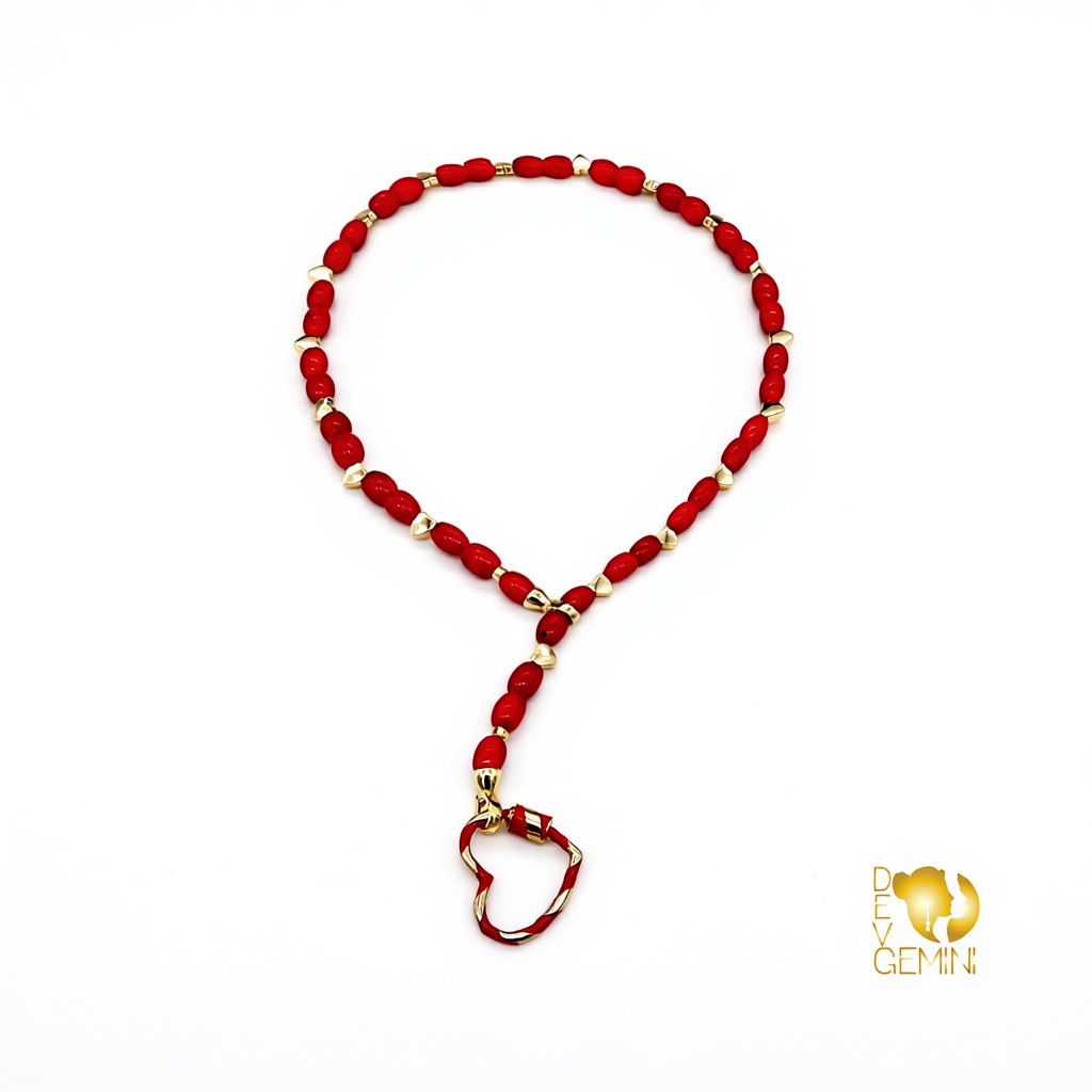 Колье “Сердце” из красного коралла
